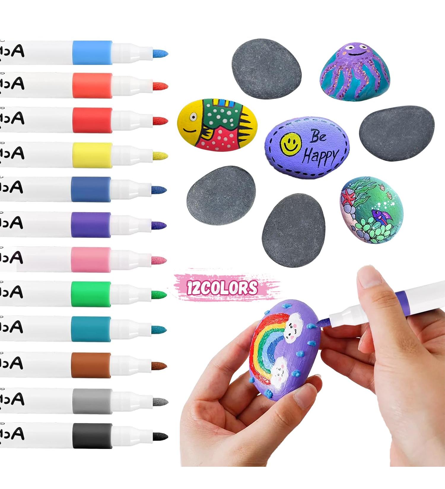 8-Piece Dog's Booty Stone Painting Set | 12 Colors & Waterproof Acrylic Pencils for Decorating Pots - Buy Online on GoSupps.com