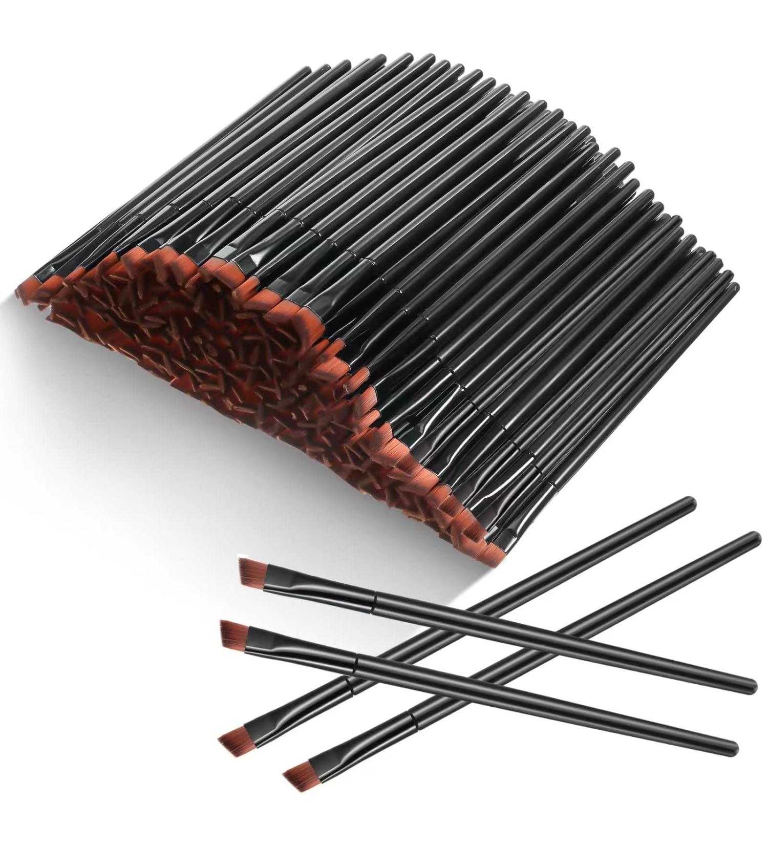 200 Pcs Disposable Angled Eyebrow & Eye Liner Brushes - Salon Quality Makeup Tool - Buy Online on GoSupps.com