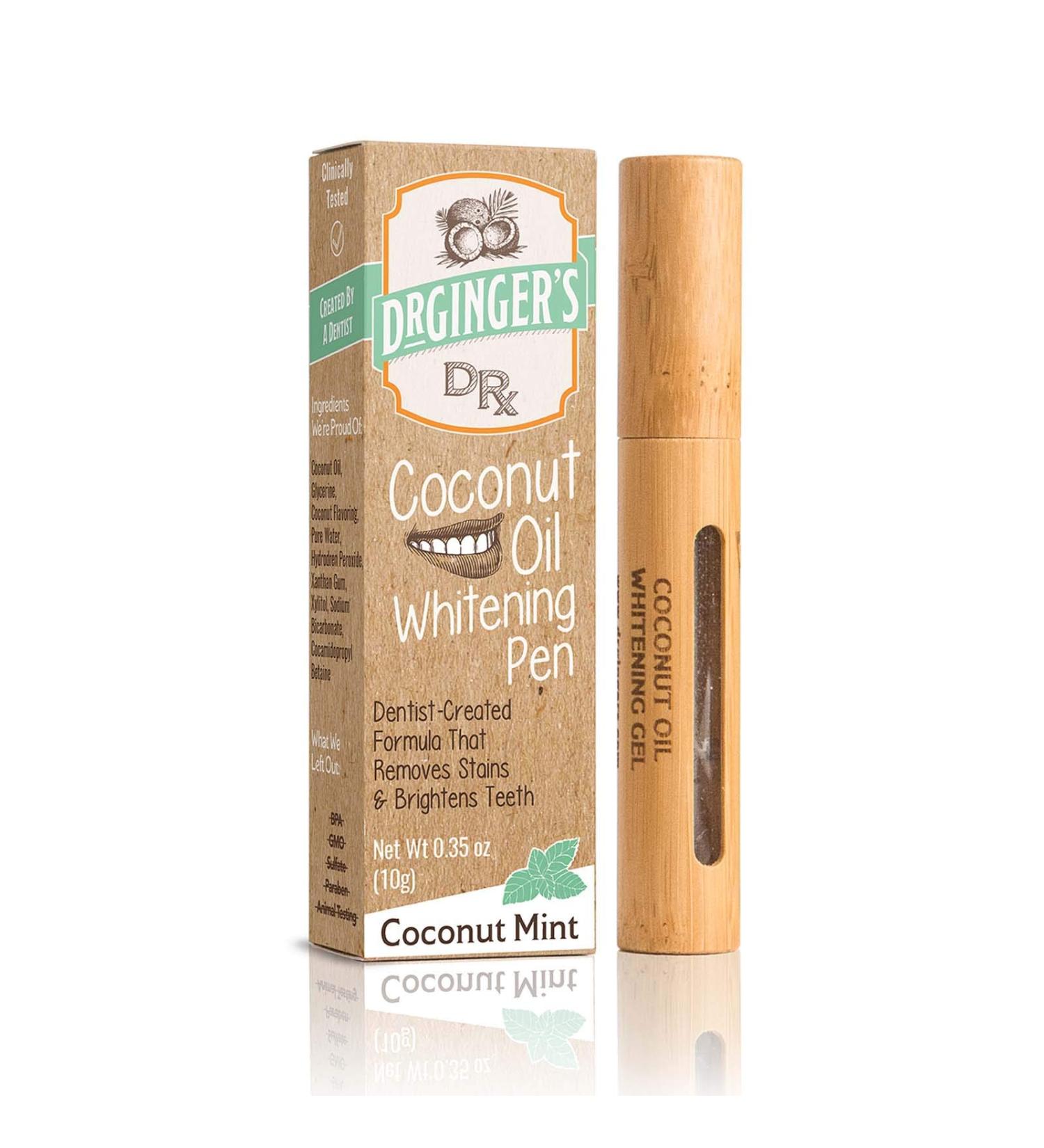Dr. Ginger's Coconut Oil Tooth Whitening Pen - 0.35 oz, Coconut Mint Flavor - Effective Teeth Whitening Solution - Buy Online on GoSupps.com