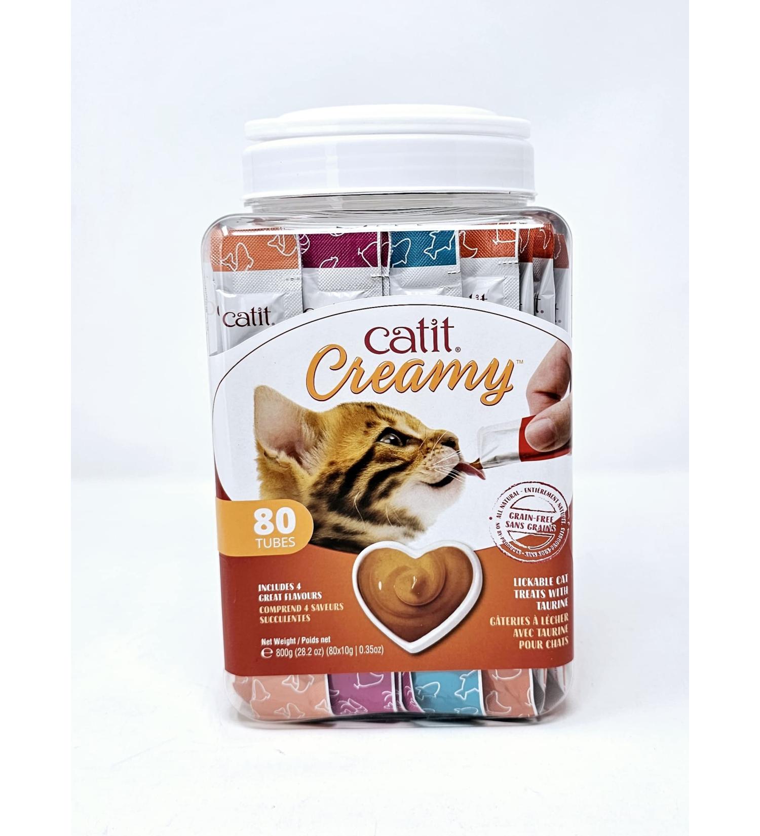 Catit Creamy Lickable Cat Treats with Taurine Gift Jar Includes 4 Delicious Flavours - 80 x 10 g / 800g - Buy Online on GoSupps.com