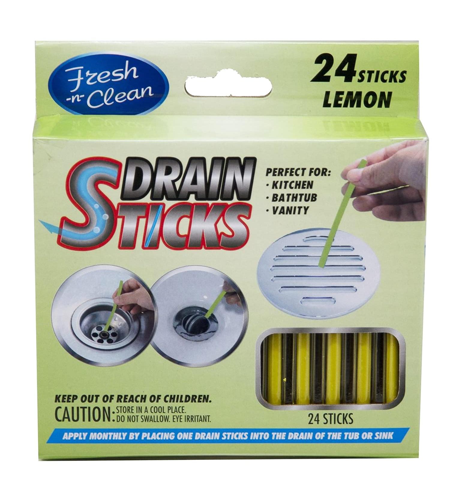 Fresh & Clean Drain Sticks - Lemon Scent | 24 Sticks for Clogs & Odor Control | Eco-Friendly Solution - Buy Online on GoSupps.com