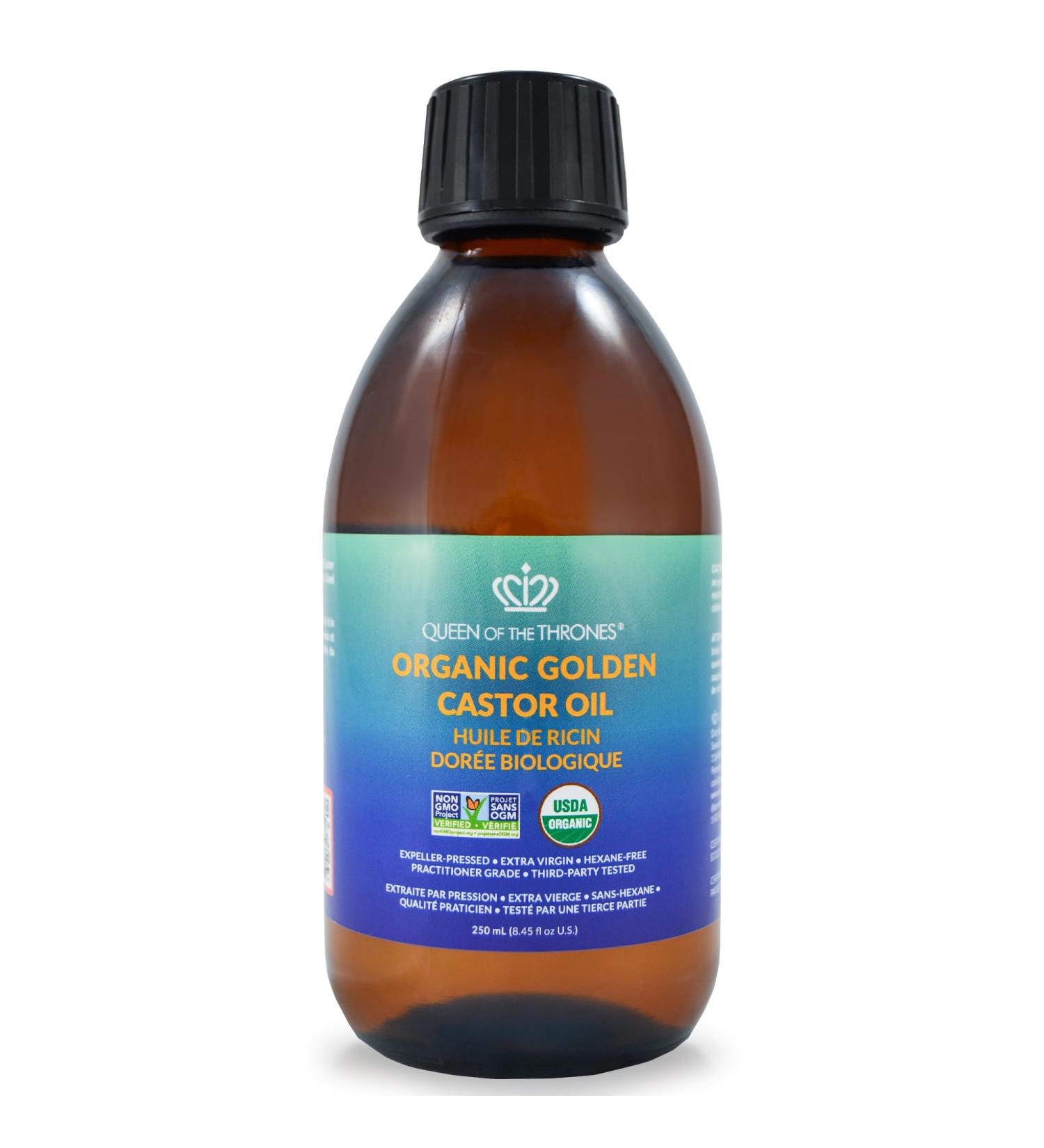 QUEEN OF THE THRONES Organic Golden Castor Oil | 100% Pure Certified Organic Hexane-Free Extra Virgin | Moisturizing & Conditioning Oil for Skin Hair & Nails 250ml (Pack of 1) - Buy Online on GoSupps.com