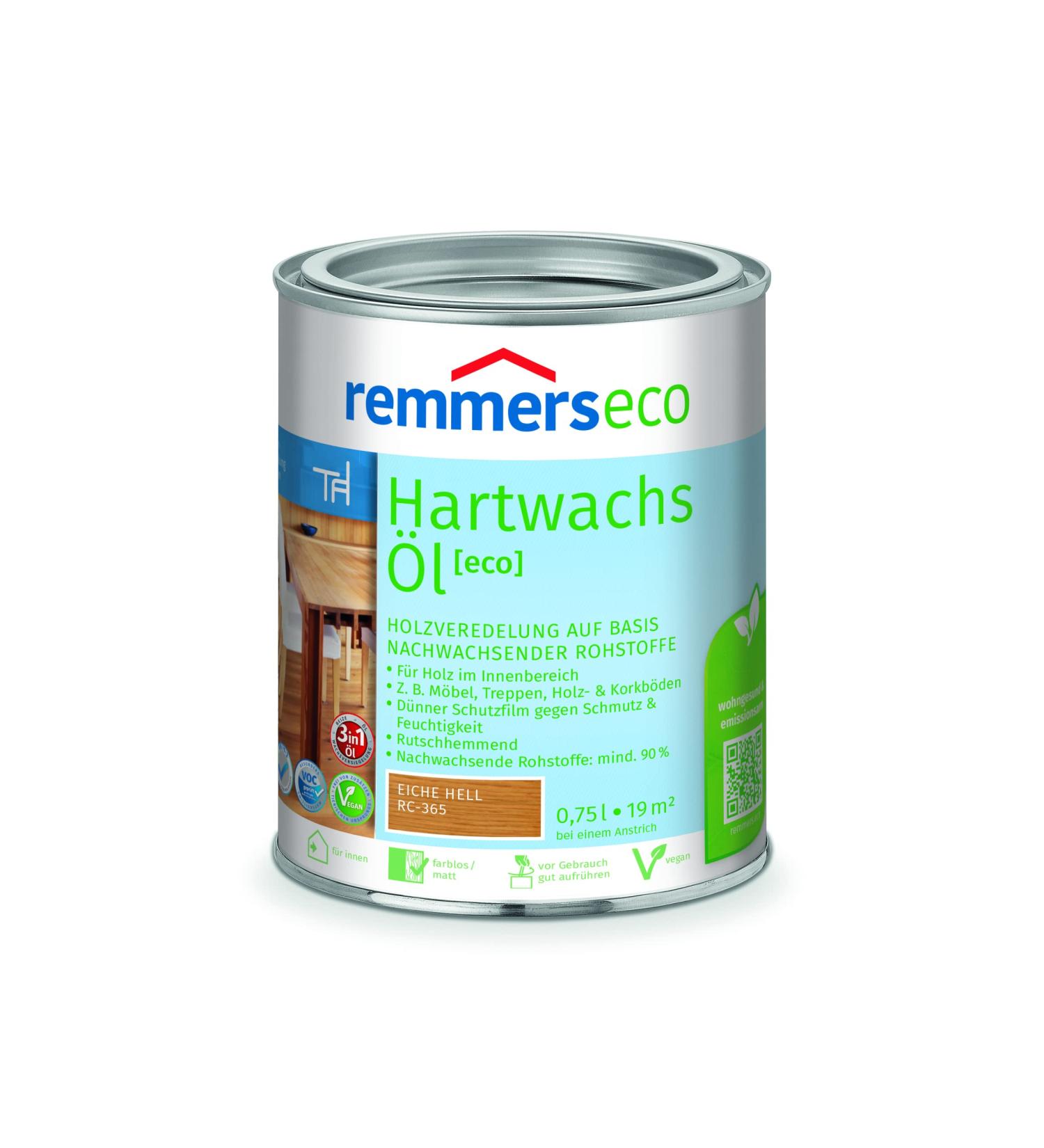 Remmers Hartwachs Oil Eco Oak Light 0.75L - 3-in-1 Stain Oil & Sealing Vegan & Slip-Resistant for Interior Use - Buy Online on GoSupps.com