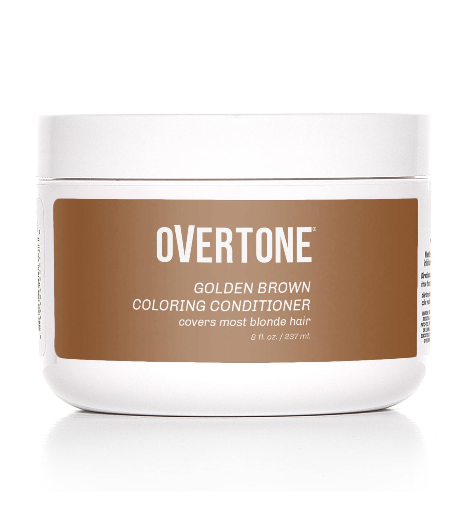 Overtone Golden Brown Color Depositing Conditioner - 8 oz Semi-permanent Hair Color with Shea Butter & Coconut Oil - Cruelty-Free Temporary Hair Color - Buy Online on GoSupps.com