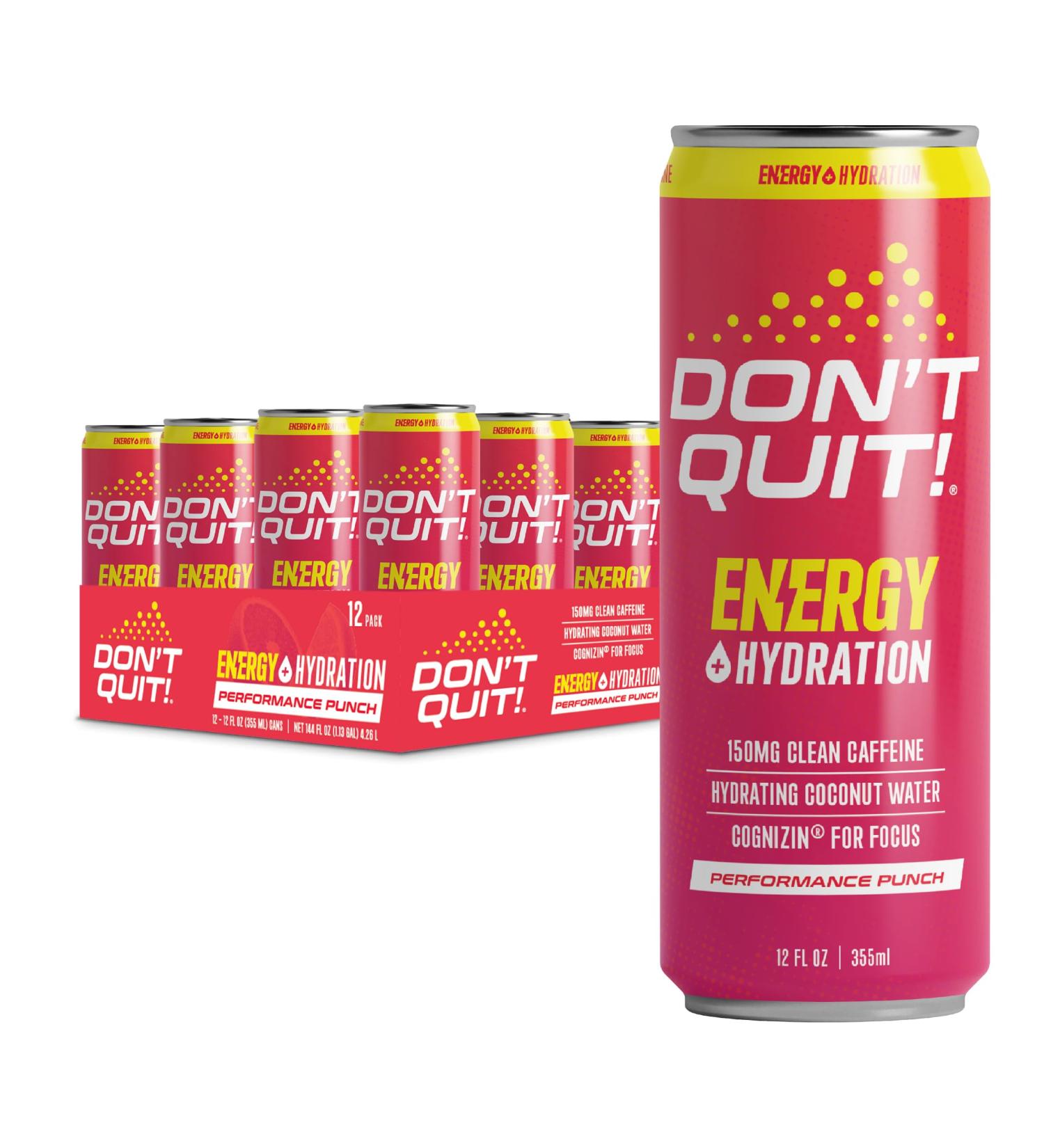 Buy Don t Quit Clean Sports Energy Drink - 150mg Natural Caffeine Coconut Water & Electrolytes - Performance Punch 12 Pack - Boost Hydration & Focus - Buy Online on GoSupps.com