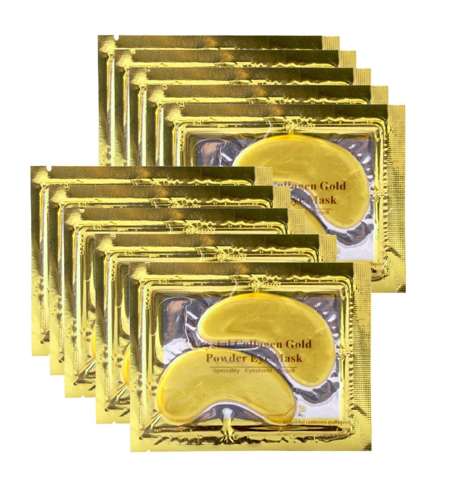 10 pairs (20 pieces) of Crystal collagen eye mask smooth wrinkles for eye skin care no dark circles / Collagen EYE MASK Gel Anti-Wrinkle Dark Circle Crystal Bag (10 pairs  gold) 10 pairs Gold