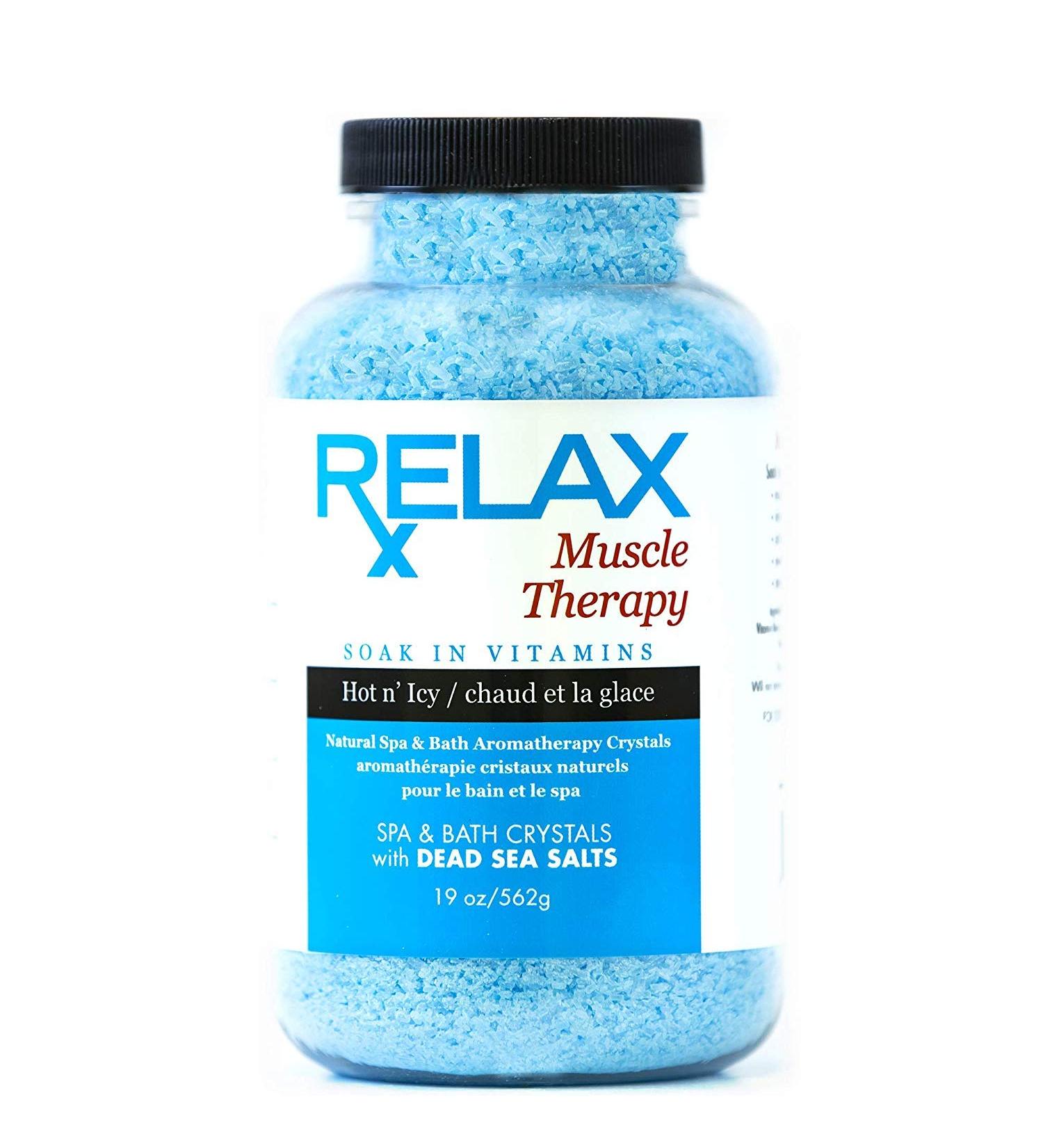 Epsom Salts Muscle Therapy (19 oz) Natural Bath Salts Infused with Vitamins and Minerals for Soaking Aches  Pains  Swelling and Stress Relief- Spa Safe