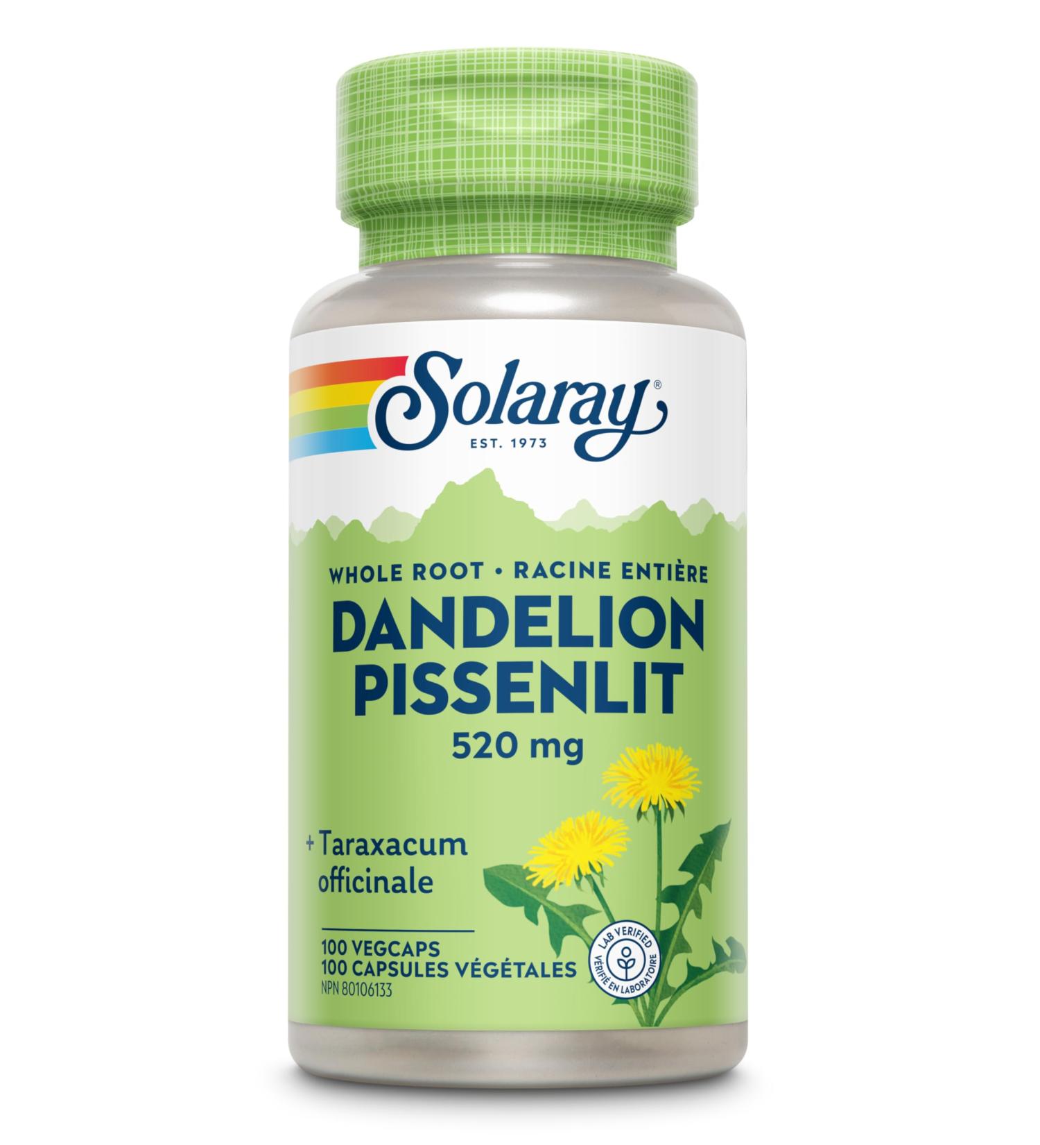 Solaray Dandelion Root 520mg | Liver Function Kidneys Digestion & Water Balance Support | Taraxacum Officinale Whole Root | Dietary Supplement | Non-GMO Vegan Lab Verified | 180 VegCaps - Buy Online on GoSupps.com