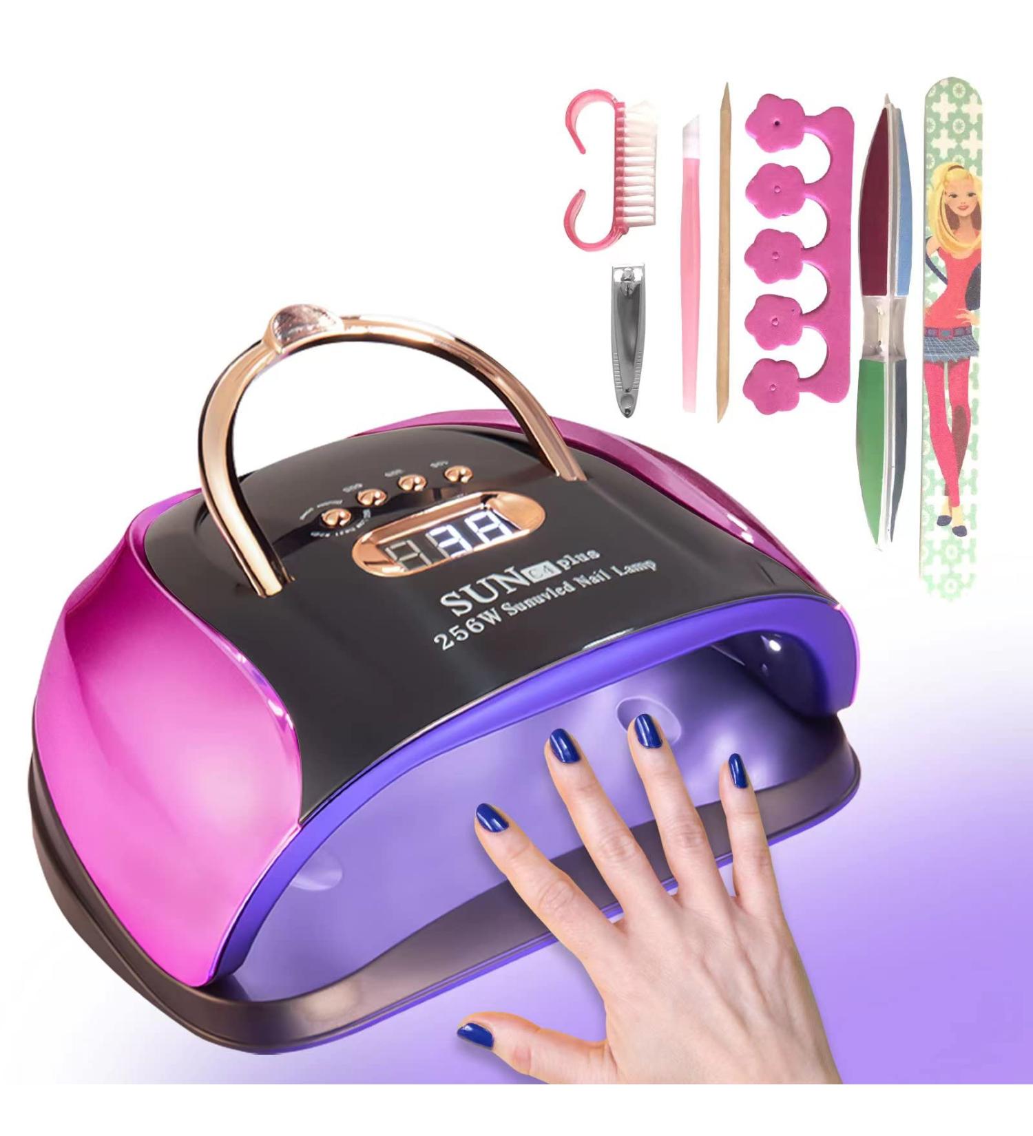 256W UV Gel Nail Lamp with 4 Timer Settings and 57 Lamp Beads - Fast Professional Dryer for Gel Nail Polish with Auto Sensor - Includes 7 Free Gifts - Buy Online on GoSupps.com