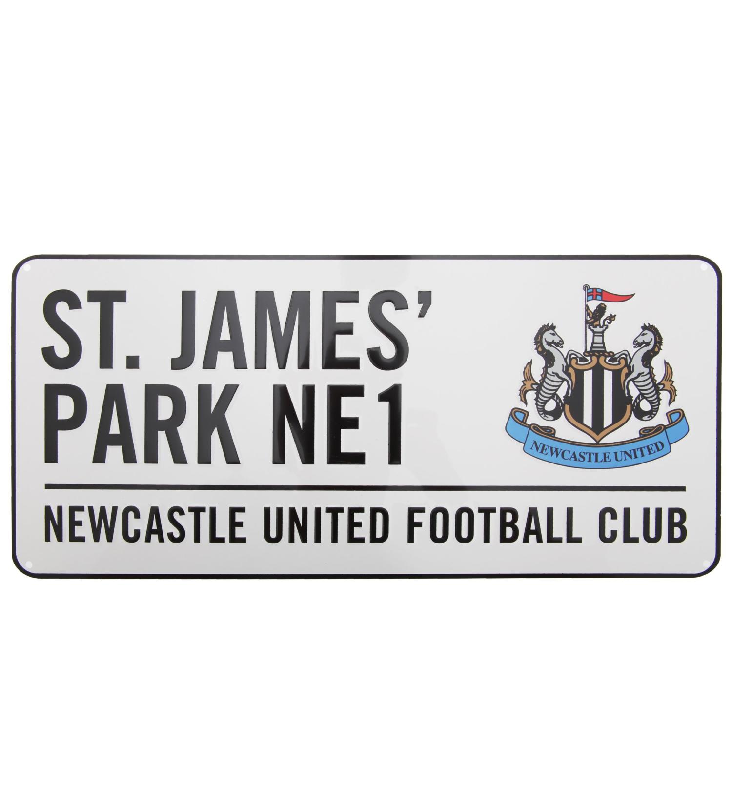 Newcastle United FC Stadium Metal Street Sign St James Park (40 x 18 cm) (White) 16 x 7in White