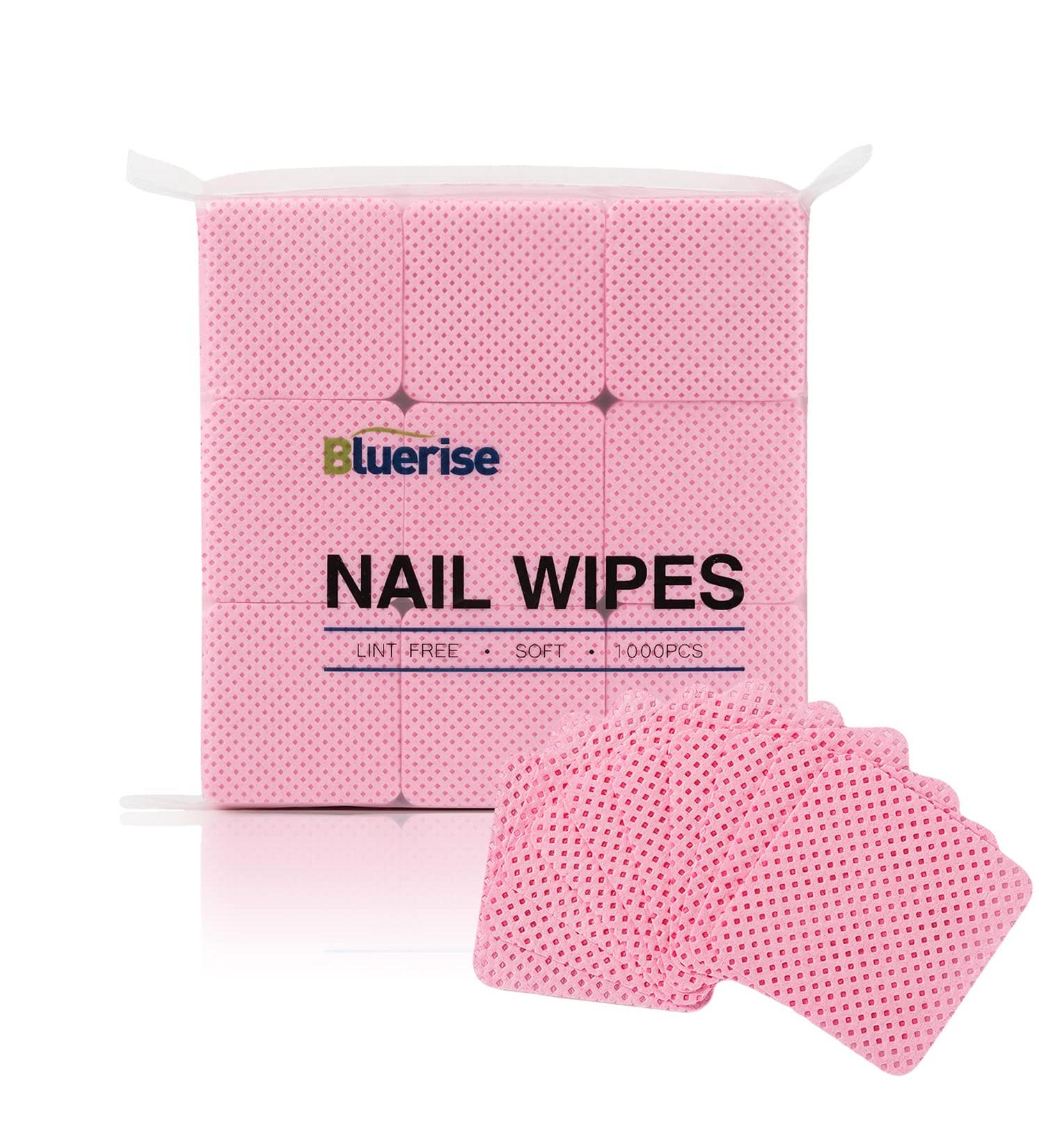 BLUERISE 1000Pcs Pink Nail Polish Remover Pads - Lint Free Nail Wipes for Eyelash Extension Glue Cleaning - Soft & Absorbable - 1000 Count - Buy Online on GoSupps.com