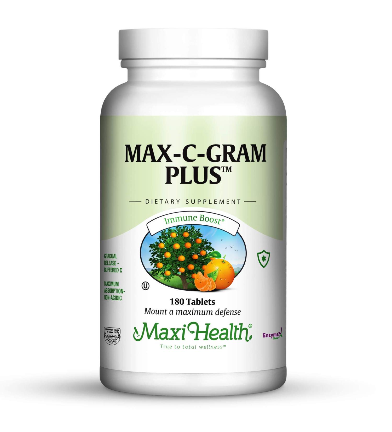 Maxi Health Max C Gram Plus -Gradual Release Buffered Vitamin C Tablets 180 Count (Pack of 1) Unflavored 180 Count (Pack of 1) - Buy Online on GoSupps.com