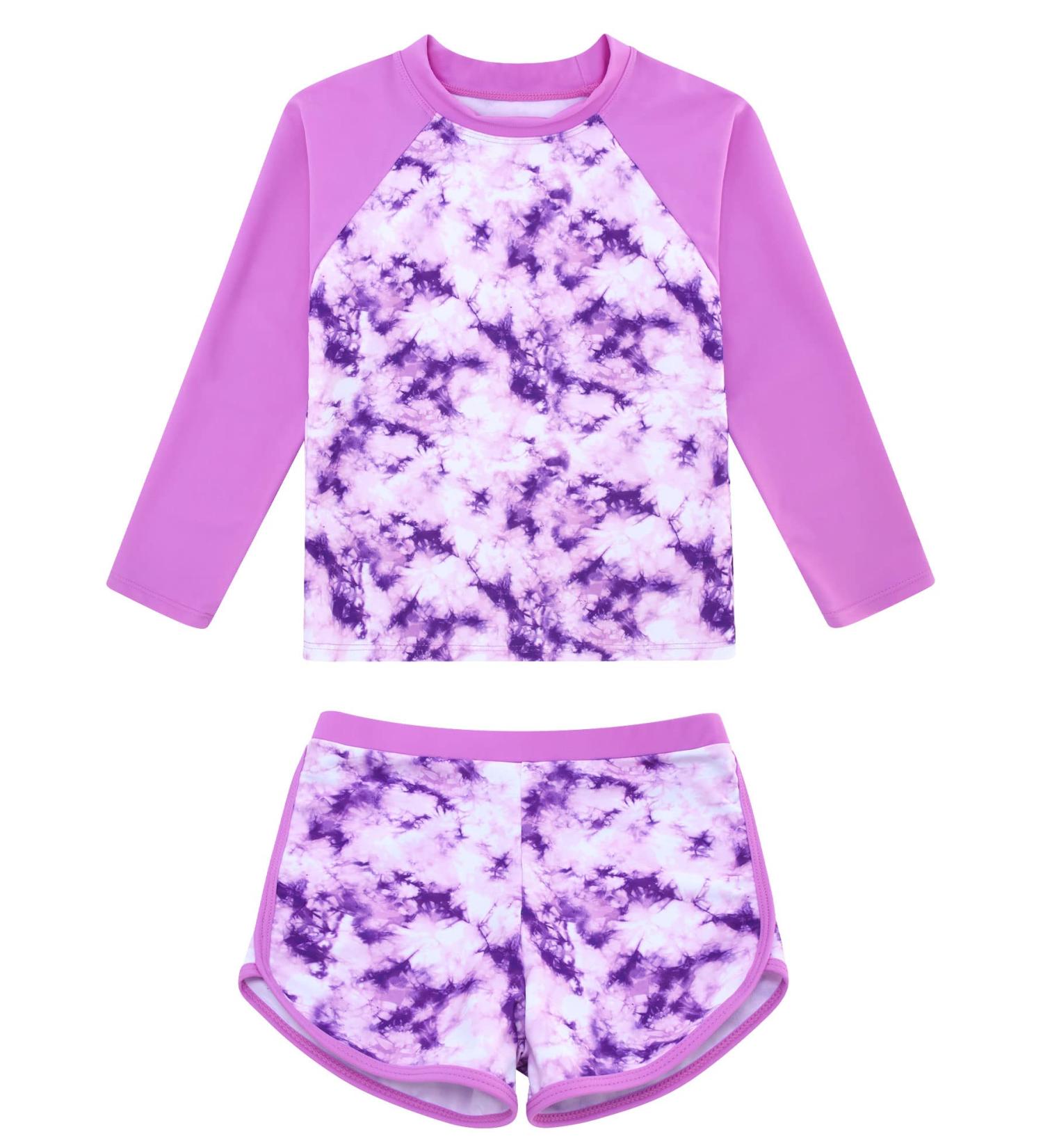 Girls Two Piece Long Sleeve Swimsuit UPF 50+ Protection | 3-4 Years | Purple - Buy Online on GoSupps.com