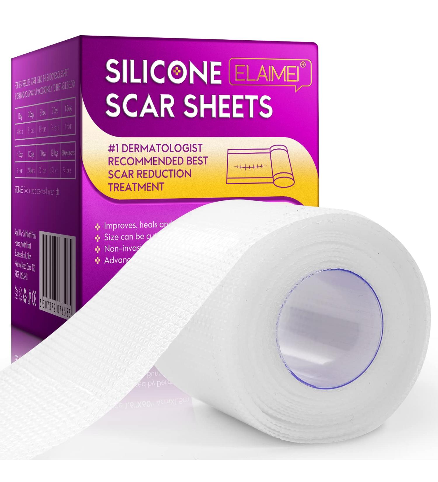Silicone Scar Sheet for Surgery, Injury, Burns, C-Section - Softens, Flattens Scars - Safe & Painless Removal - 1.6x60 Inch - Buy Online on GoSupps.com