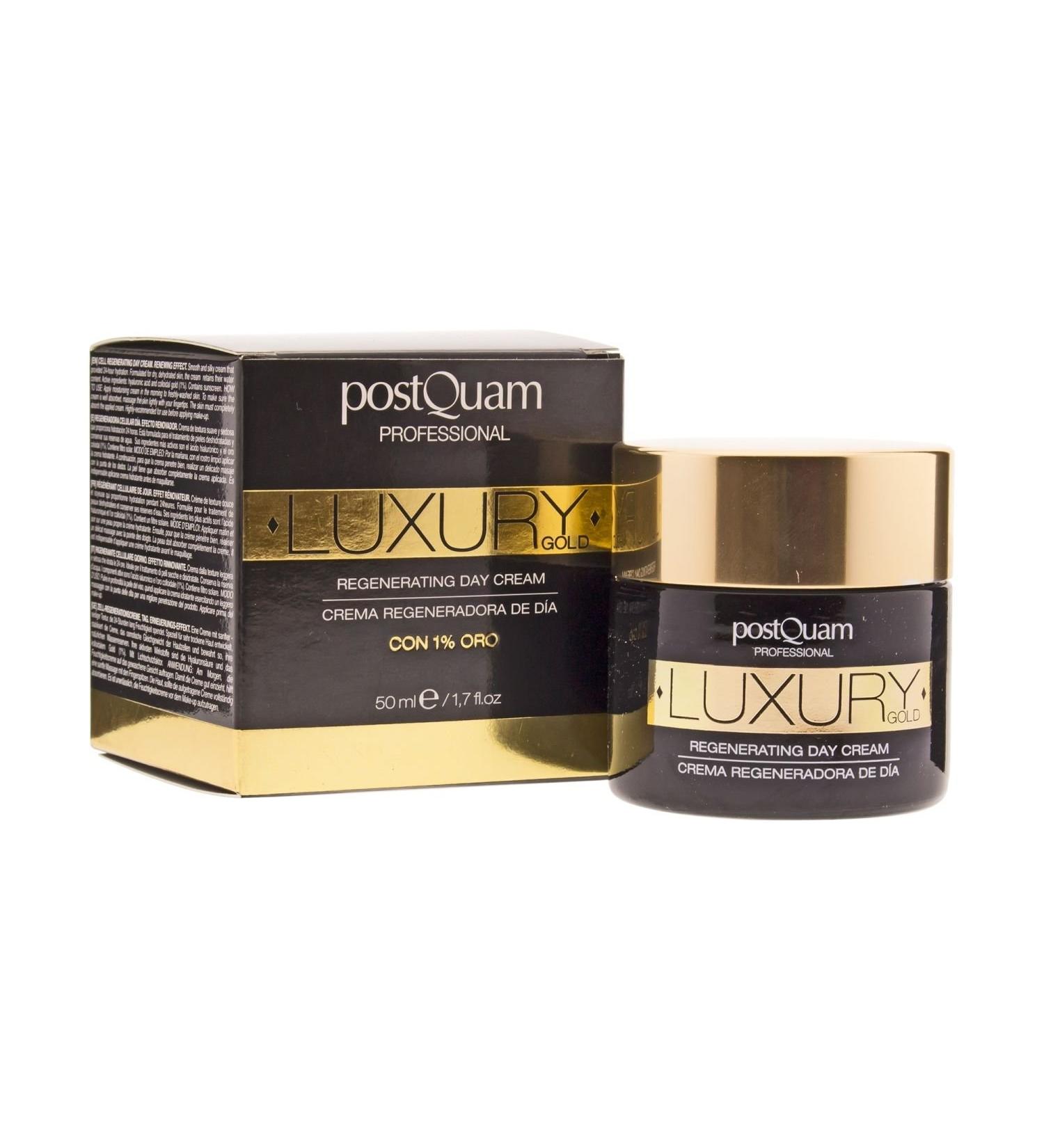 POSTQUAM Professional Luxury Gold Regenerating Day Cream 50ml - Spanish Products - Hydrating And Regenerating - Maintains Moisture Balance - Light And Clarity - Hyaluronic Acid - Buy Online on GoSupps.com