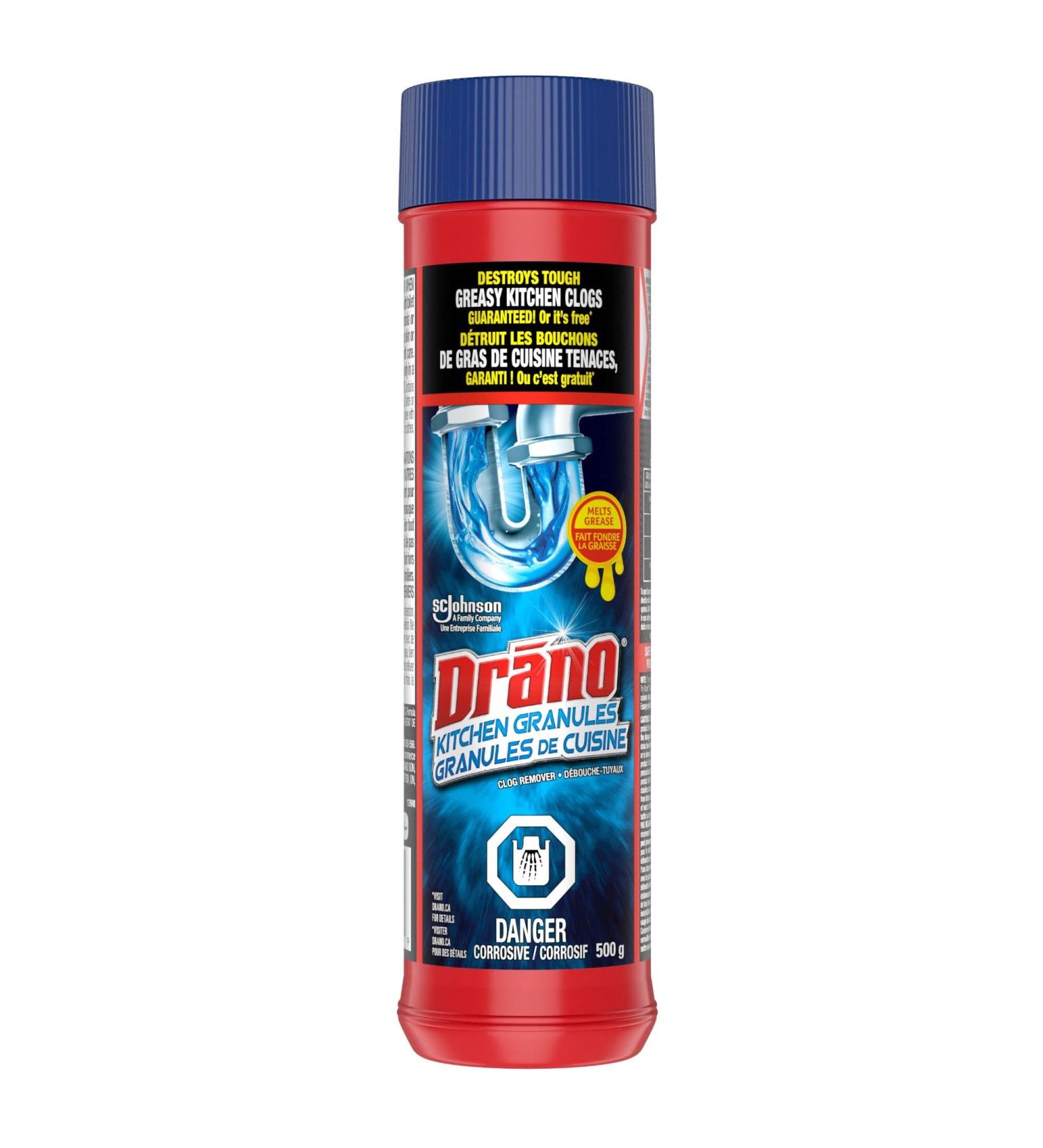 Drano Professional Strength Crystals Drain Clog Remover and Cleaner Unclogs Kitchen Sinks and Removes Food Grease and Cooking Oil 500g - Buy Online on GoSupps.com