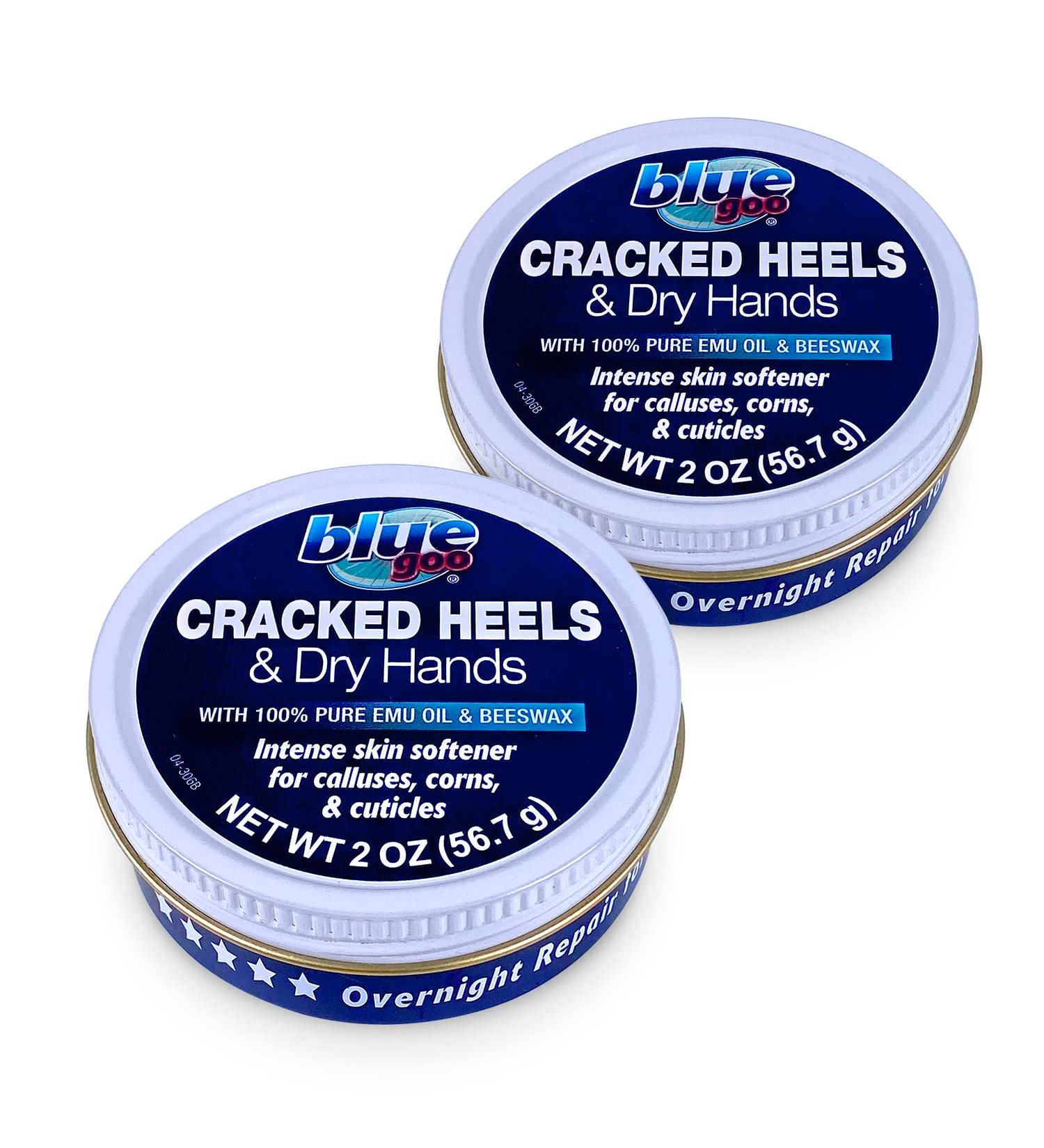 Blue Goo Cracked Heels & Dry Hands Skin Softener - Callus, Corn & Elbow Relief with Emu Oil & Beeswax - 2oz (2 Pack) - Buy Online on GoSupps.com