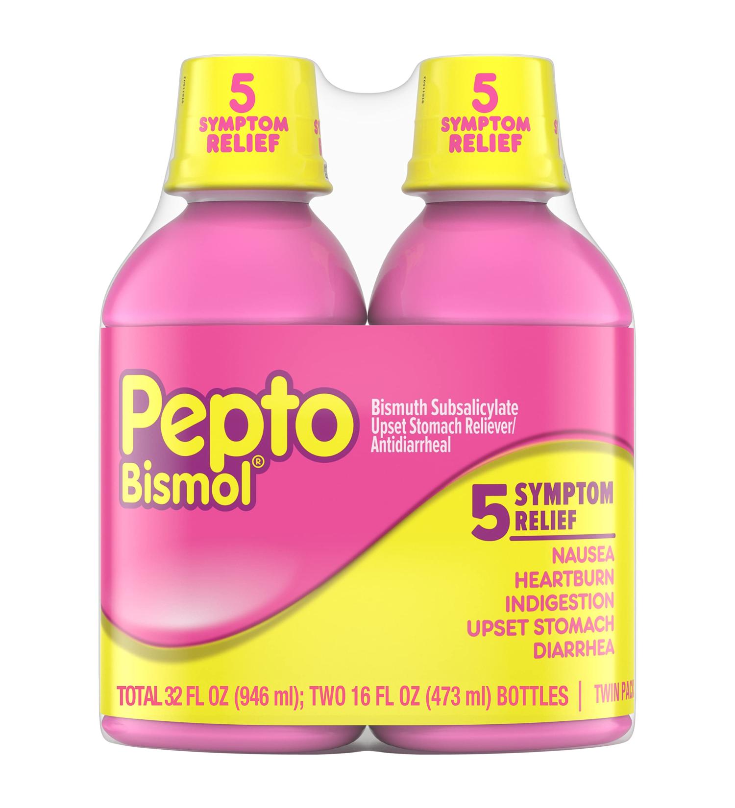 Pepto-Bismol Regular Strength Liquid 32 oz (16 oz x 2) - Fast Relief for Upset Stomach - Buy Online on GoSupps.com