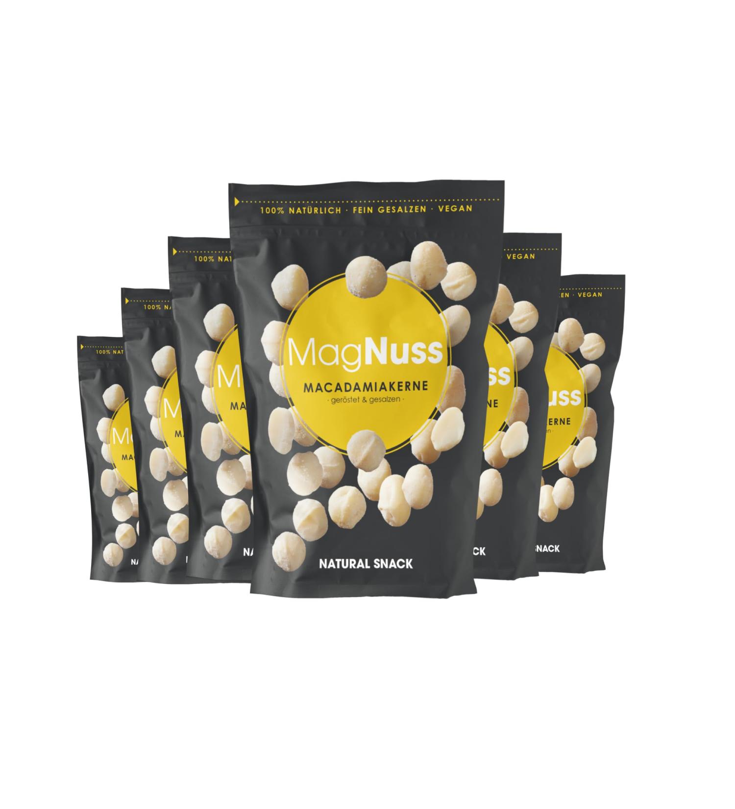 MagNuss Macadamias - Roasted & Salted Macadamia Nuts | Vegan Gluten-Free | 6x 125g Bulk Pack | International Shipping Available - Buy Online on GoSupps.com