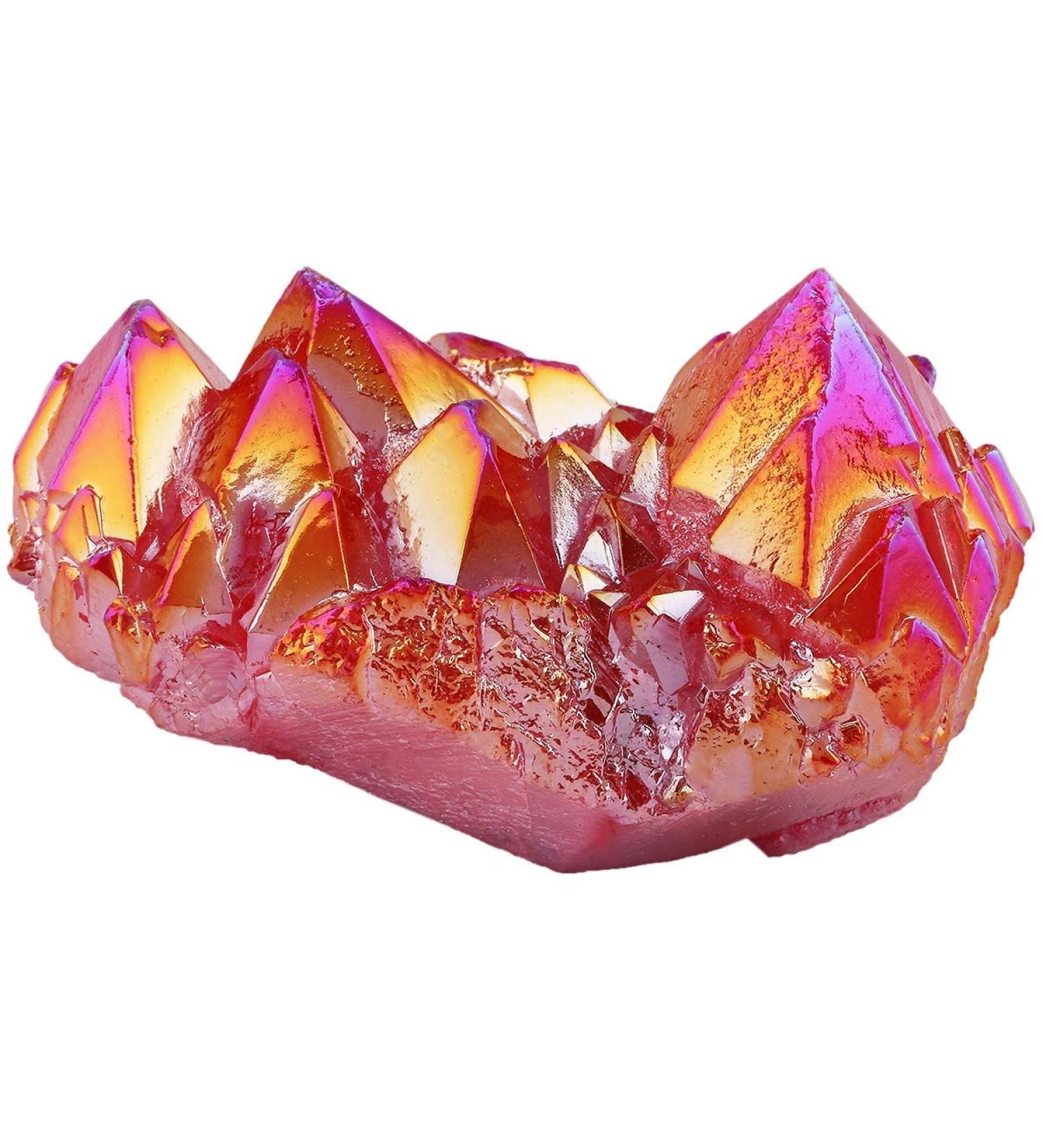 Kyeygwo Natural Mountain Crystal Titanium Coated Quartz Cluster - Dark Red Healing Reiki Stone Decoration | Irregular Gem Specimen 30-70mm - Buy Online on GoSupps.com