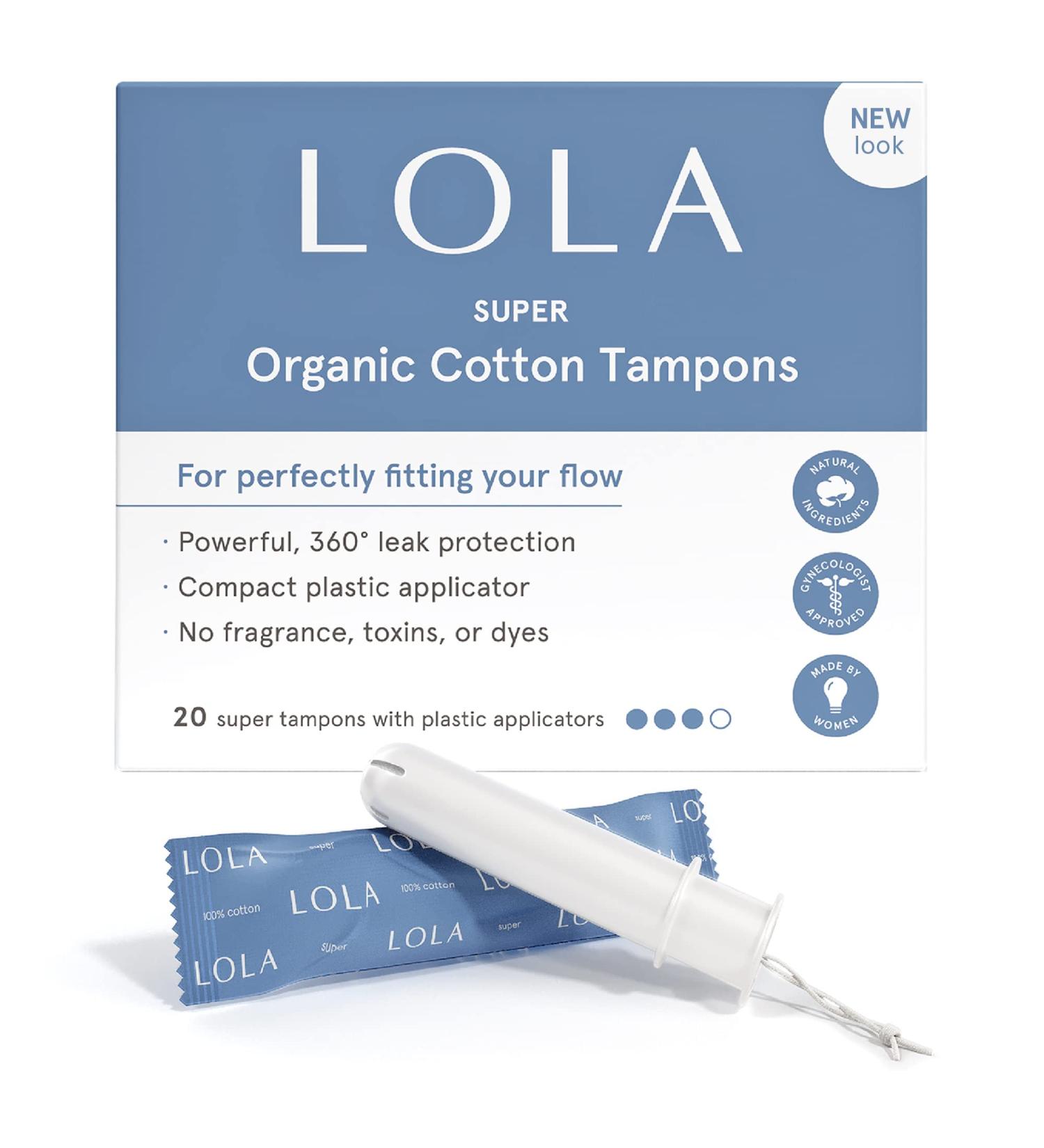 Lola Unscented Organic Cotton Tampons - Super Absorbency - 80 Count - Chlorine & Toxin Free - Leak Protection - BPA Free - 20 Count (Pack of 4) - Buy Online on GoSupps.com