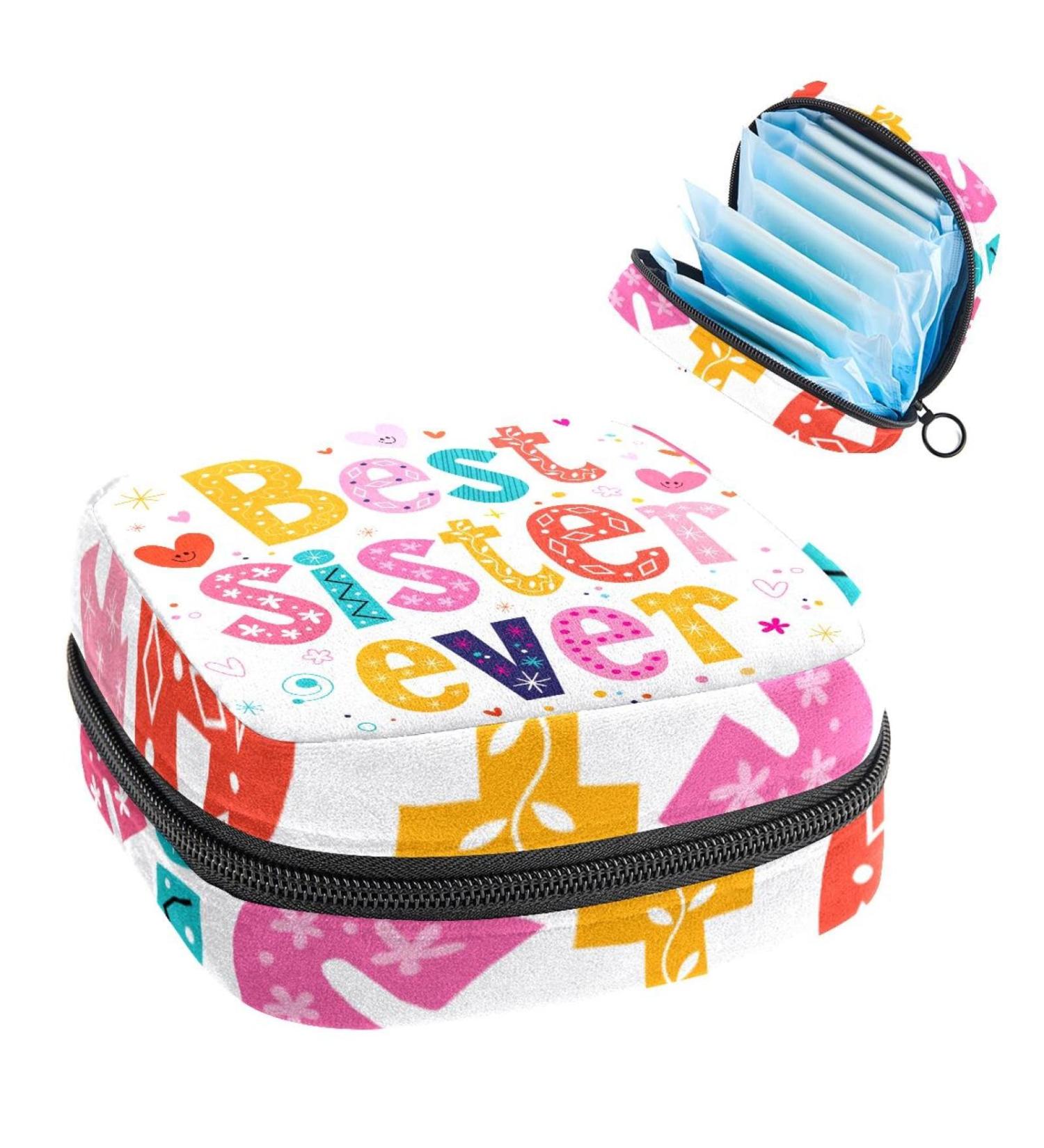 Period Bag Sanitary Napkin Storage Bag & Travel Makeup Pouch - Best Sister Ever Color1521 - Buy Online on GoSupps.com