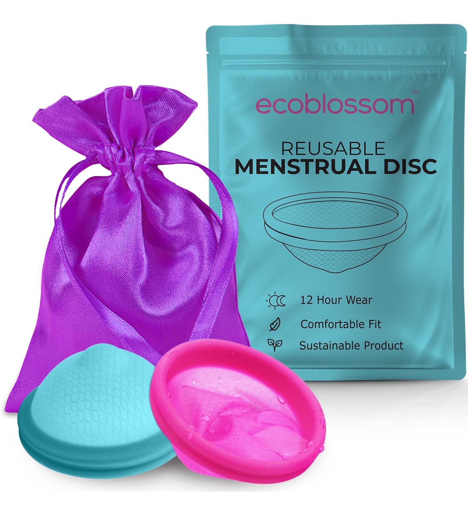 Ecoblossom Menstrual Disc - Set of 2 Reusable Menstrual Cups, Silicone Period Cup Assortment in Magenta (1 Small + 1 Large) - Buy Online on GoSupps.com