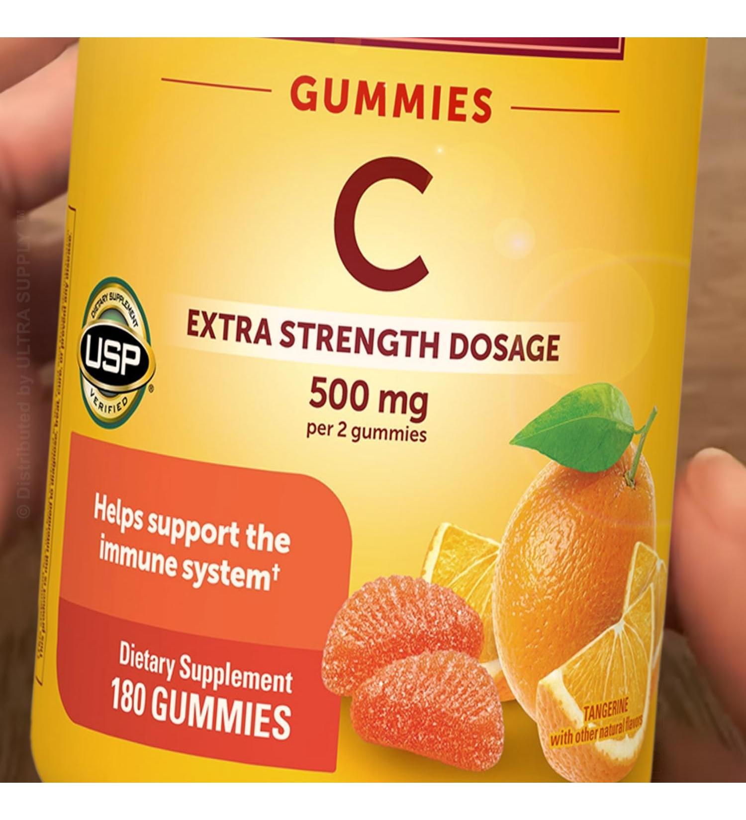 Nature_Mades Vitamin C Gummies 500mg (360 Count - Value Pack) | Tangerine Flavor Antioxidant Support Daily Wellness Gluten Free Extra Strength Dosage