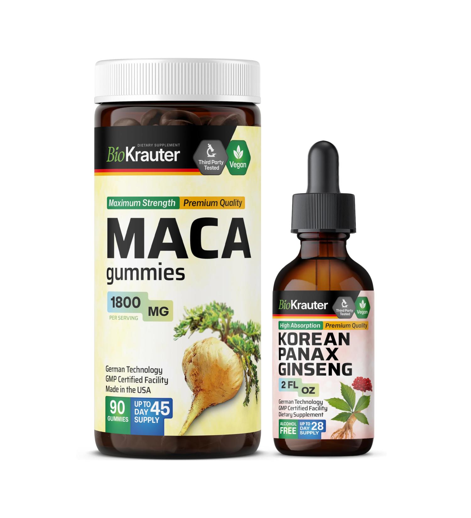 BIO KRAUTER Maca 90 Gummies & Ginseng Tincture 2 Fl. Oz - Buy Online on GoSupps.com