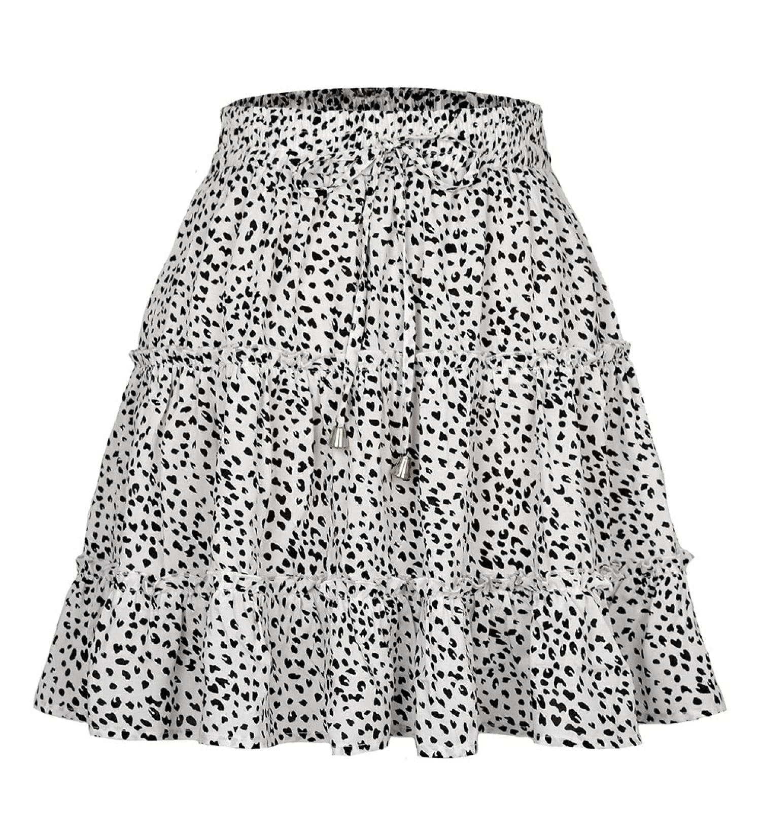 LAEIMILIA Womens Floral Print Mini Skater Skirt - Elastic Waist, Flared & Pleated - White - Size M - Buy Online on GoSupps.com