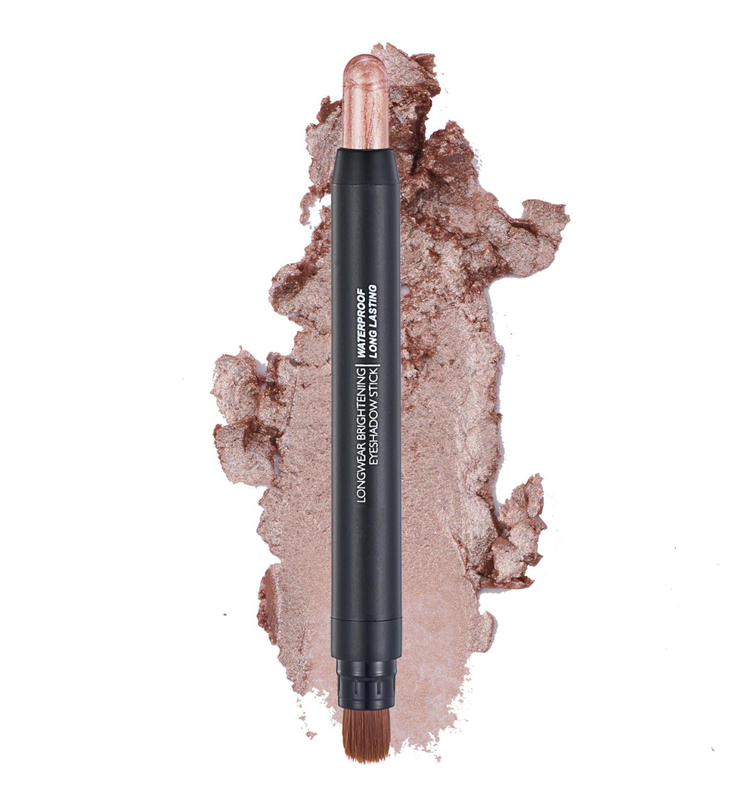 Eyeshadow Makeup Stick - No Crease Glitter Shimmer Pink Brown Cream Eye Shadow Stick with Soft Brush Rotatable Eye Brightener Pencil Crayon Long Lasting Waterproof for Metallic Eye Makeup-#03 03# - Buy Online on GoSupps.com