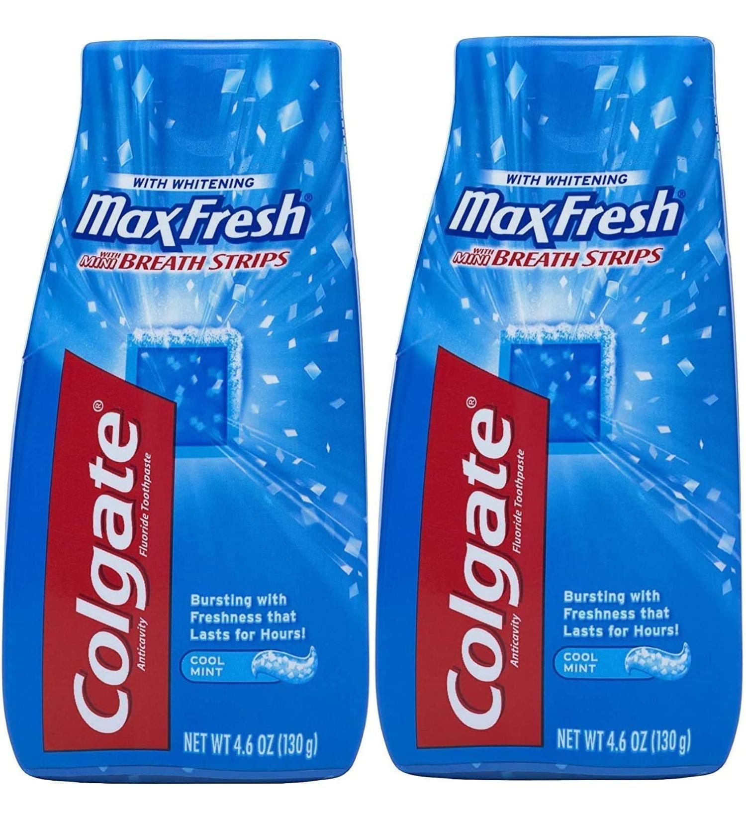 Colgate Max Fresh Liquid Toothpaste with Mini Breath Strips Cool Mint 4.6 oz (Packaging May Vary) (Pack of 2) Mint 9.2 Ounce (Pack of 1) - Buy Online on GoSupps.com