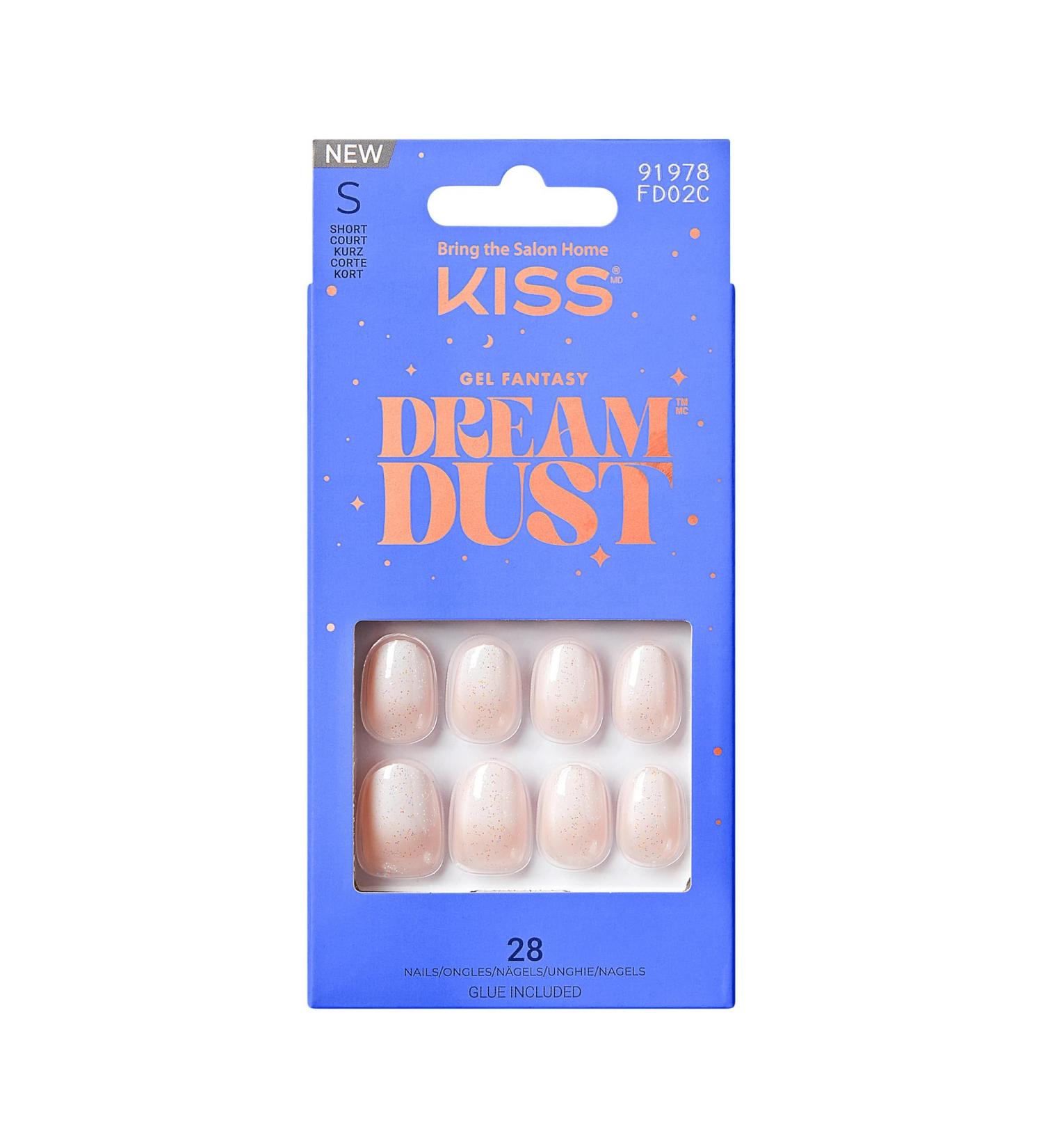 Buy KISS Gel Fantasy Dreamdust Press-On Nails | Silver Spoon Light White - Short Oval Includes Glue & Accessories - Fast International Shipping - Buy Online on GoSupps.com