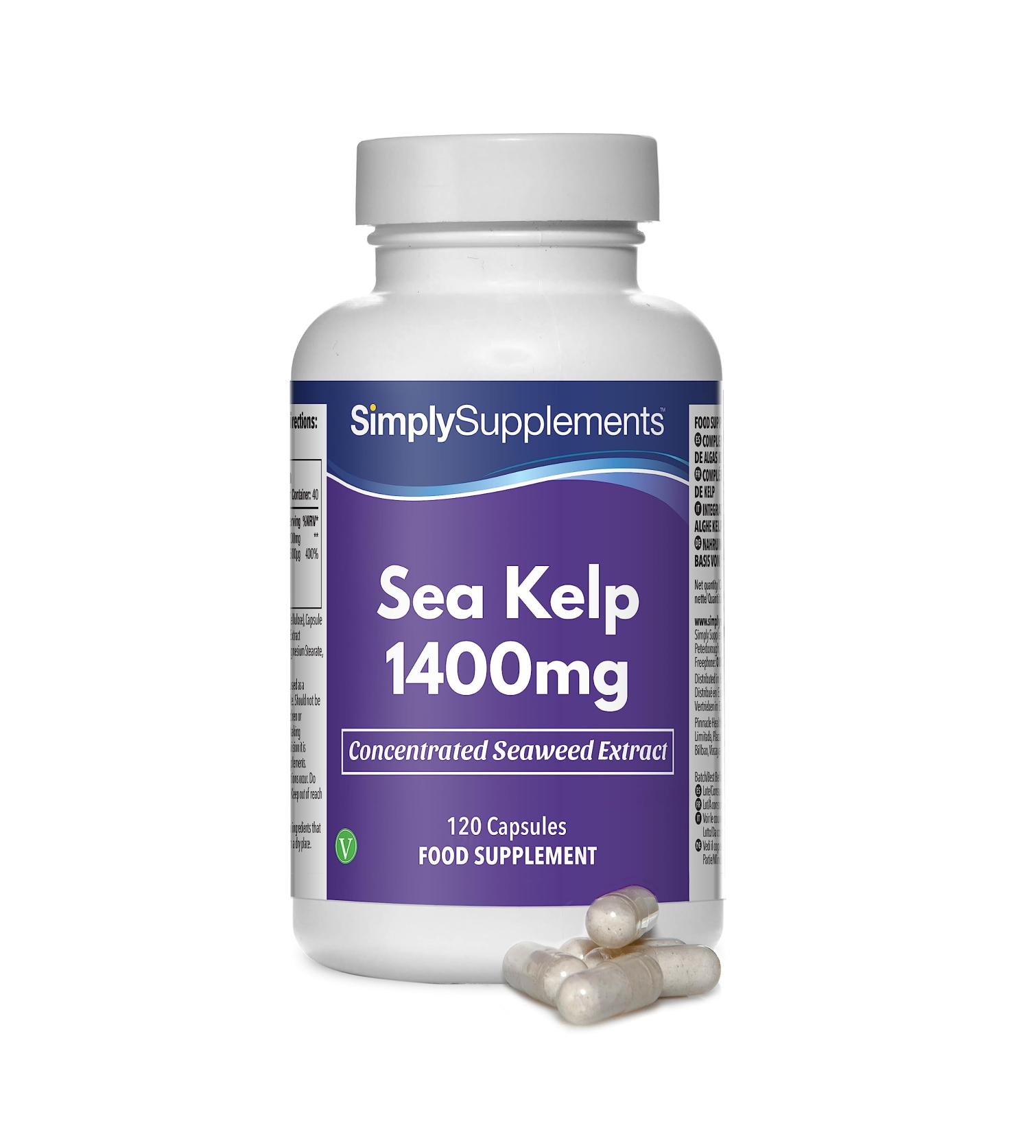Kelp (Seaweed) 1000mg - 120 Capsules | Vegan Friendly | Up to 2 Months Supply | SimplySupplements - International Shipping Available - Buy Online on GoSupps.com