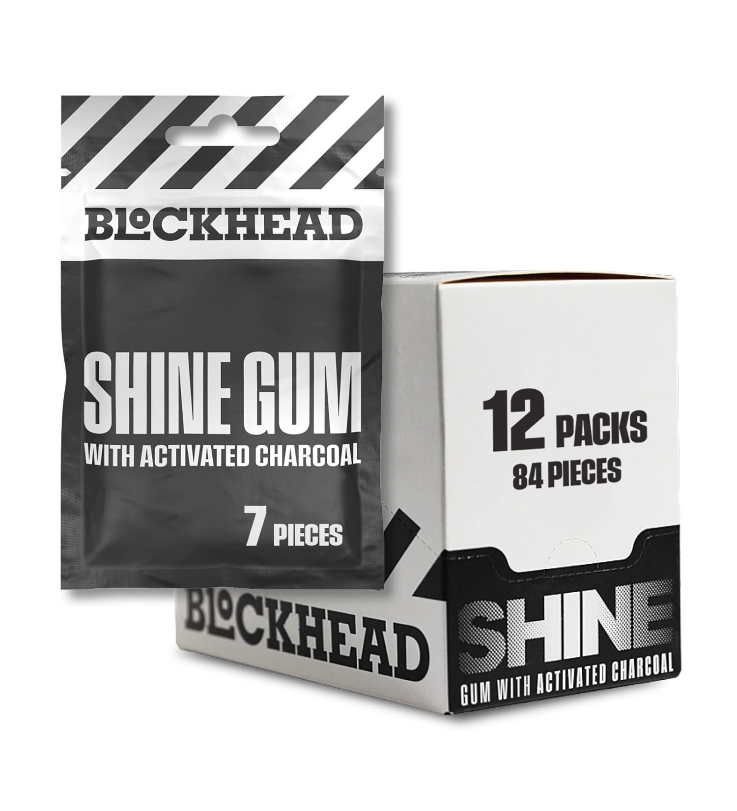 BLOCKHEAD Shiny Minit Chewing Gum - Sugar Free Activated Charcoal & Xylitol - 84 Pieces - International Shipping Available - Buy Online on GoSupps.com