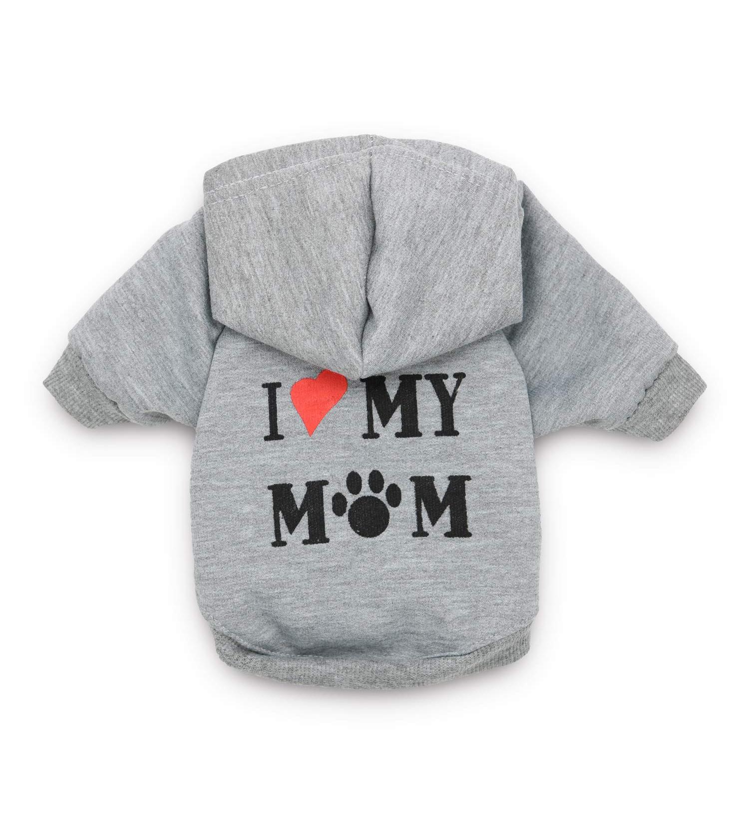 DroolingDog I Love My Mom Dog Tshirt XS Grey - Small Dog Clothes for Boys (Under 3.3lb) - Buy Online on GoSupps.com