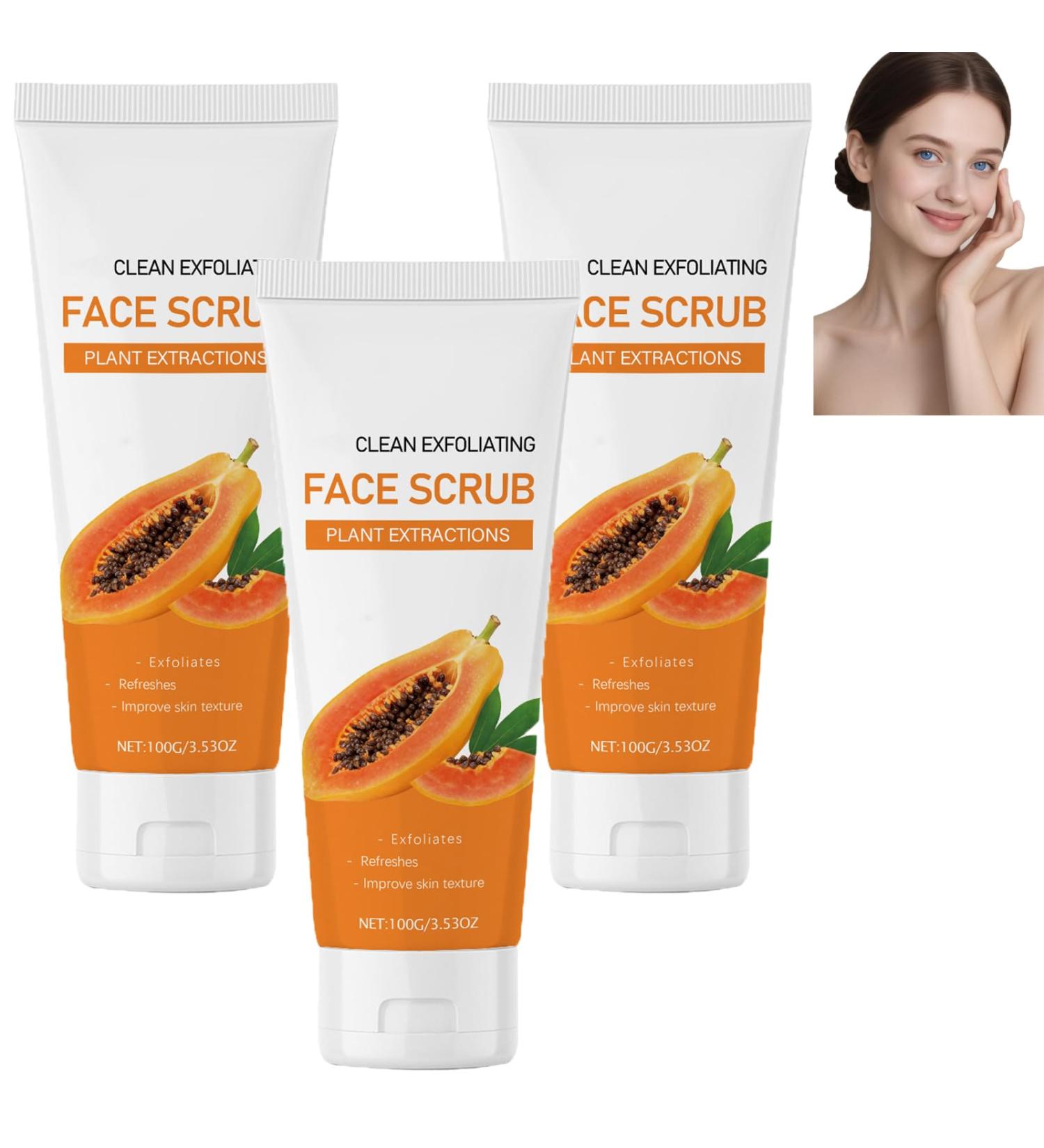 Exfoliant visage blanchissant la papaye gel exfoliant claircissant la papaye pour le visage et le corps nettoyant les pores et adoucissant la peau hydratant la peau rugueuse et terne (3pcs) - Buy Online on GoSupps.com