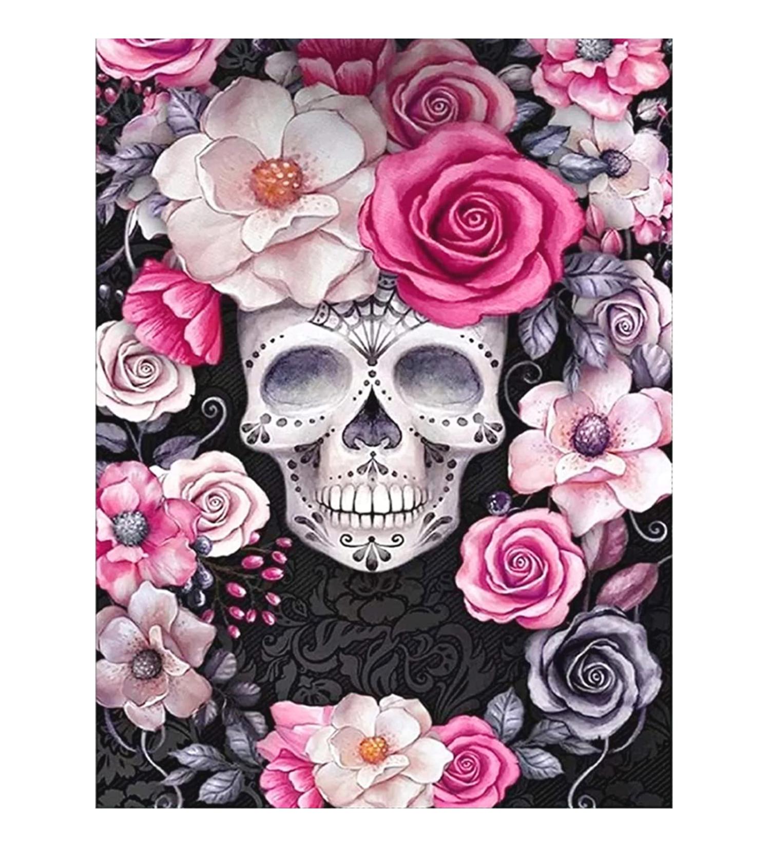 Rose Skeleton 5D Diamond Painting Kit 11.8x15.7 Inches - DIY Gem Art Craft for Home Wall Decor - Perfect Gift for Adults and Children - Buy Online on GoSupps.com