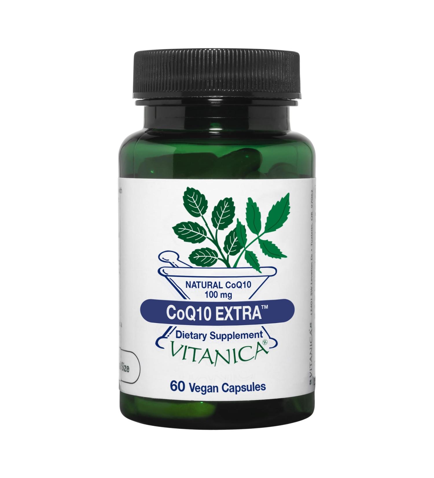 Vitanica CoQ10 Extra 100mg - Natural Non-GMO Vegan Supplement | 60 Capsules for Energy & Heart Health - Buy Online on GoSupps.com