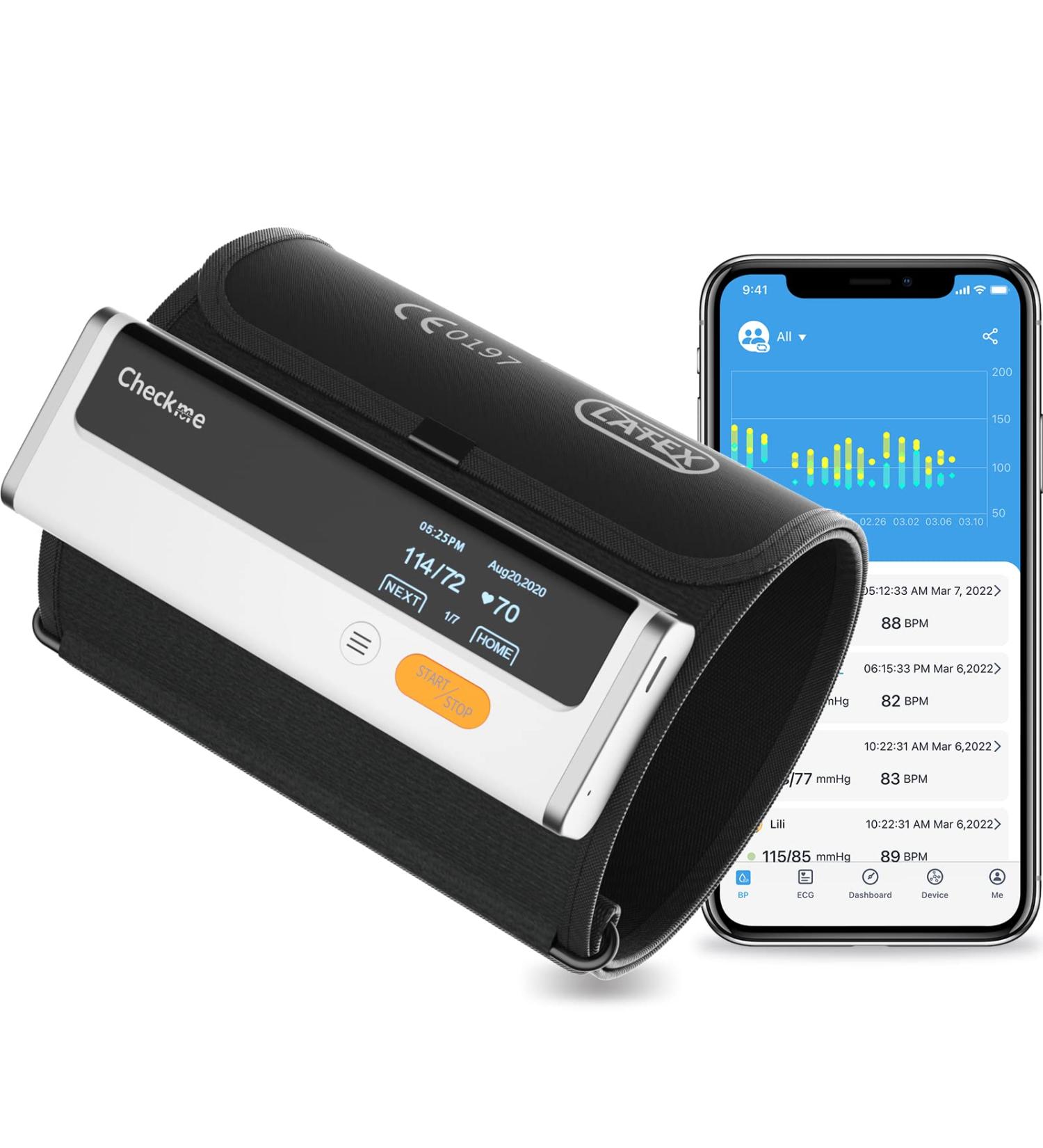 Checkme BP2 Bluetooth Blood Pressure Monitor + EKG Monitor | Wireless Upper Arm BP Machine with Large Cuff | Digital BP Device - Buy Online on GoSupps.com