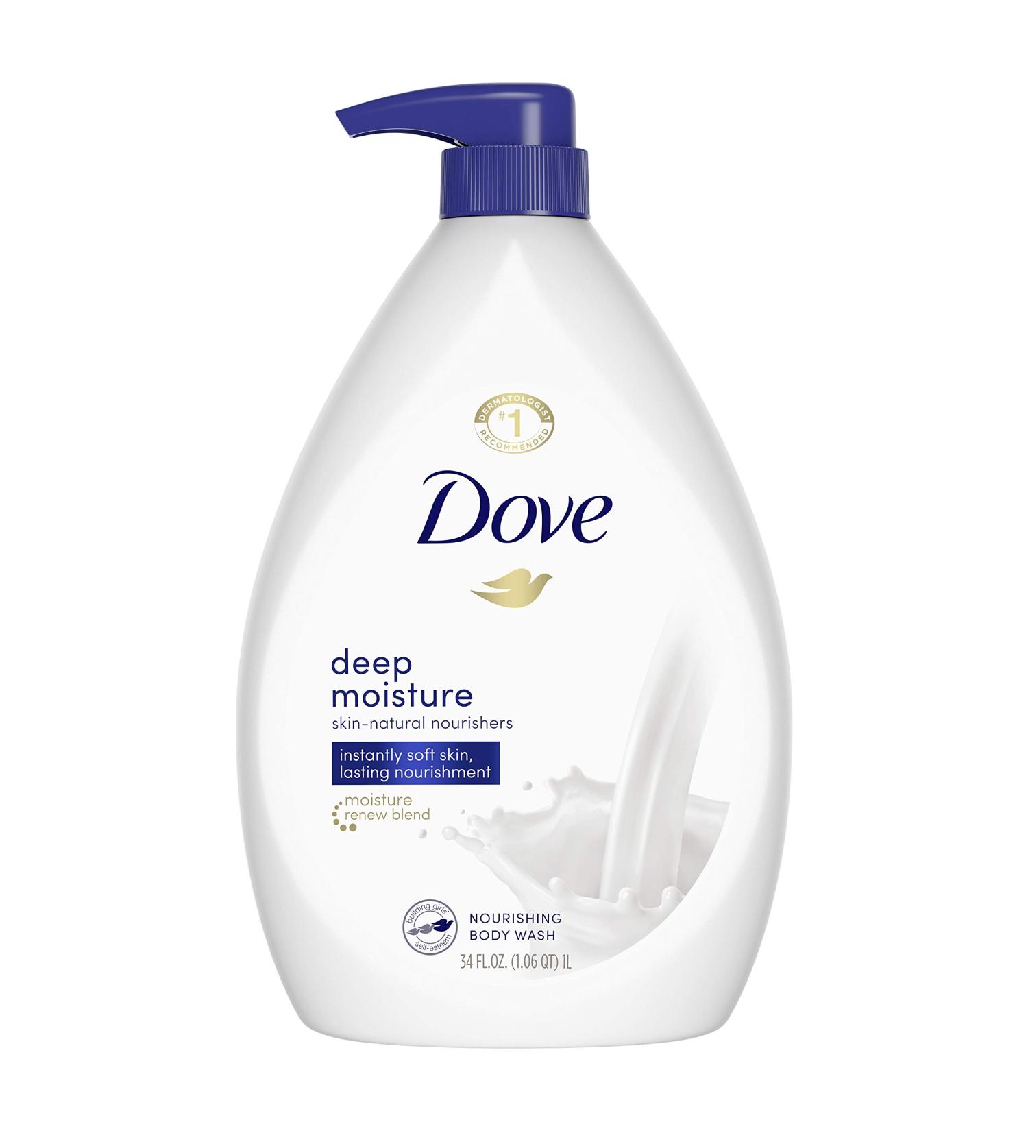 Dove Deep Moisture Body Wash Pump - 34 oz | Sulfate-Free & Moisturizing for Dry Skin - Buy Online on GoSupps.com
