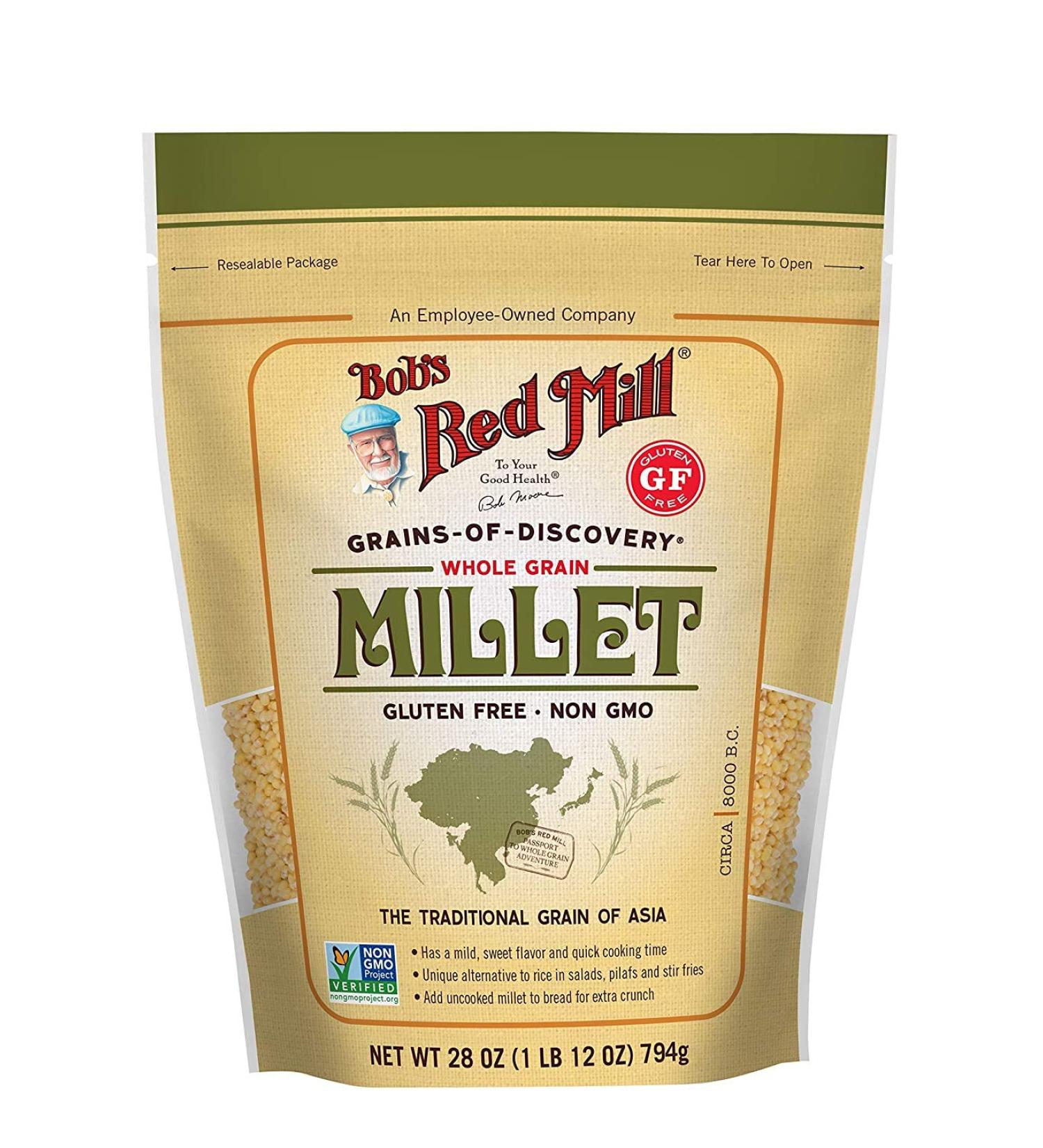 Bob's Red Mill Whole Grain Millet 28oz - Pack of 3 | Resealable | Nutritious Gluten-Free Grain - Buy Online on GoSupps.com
