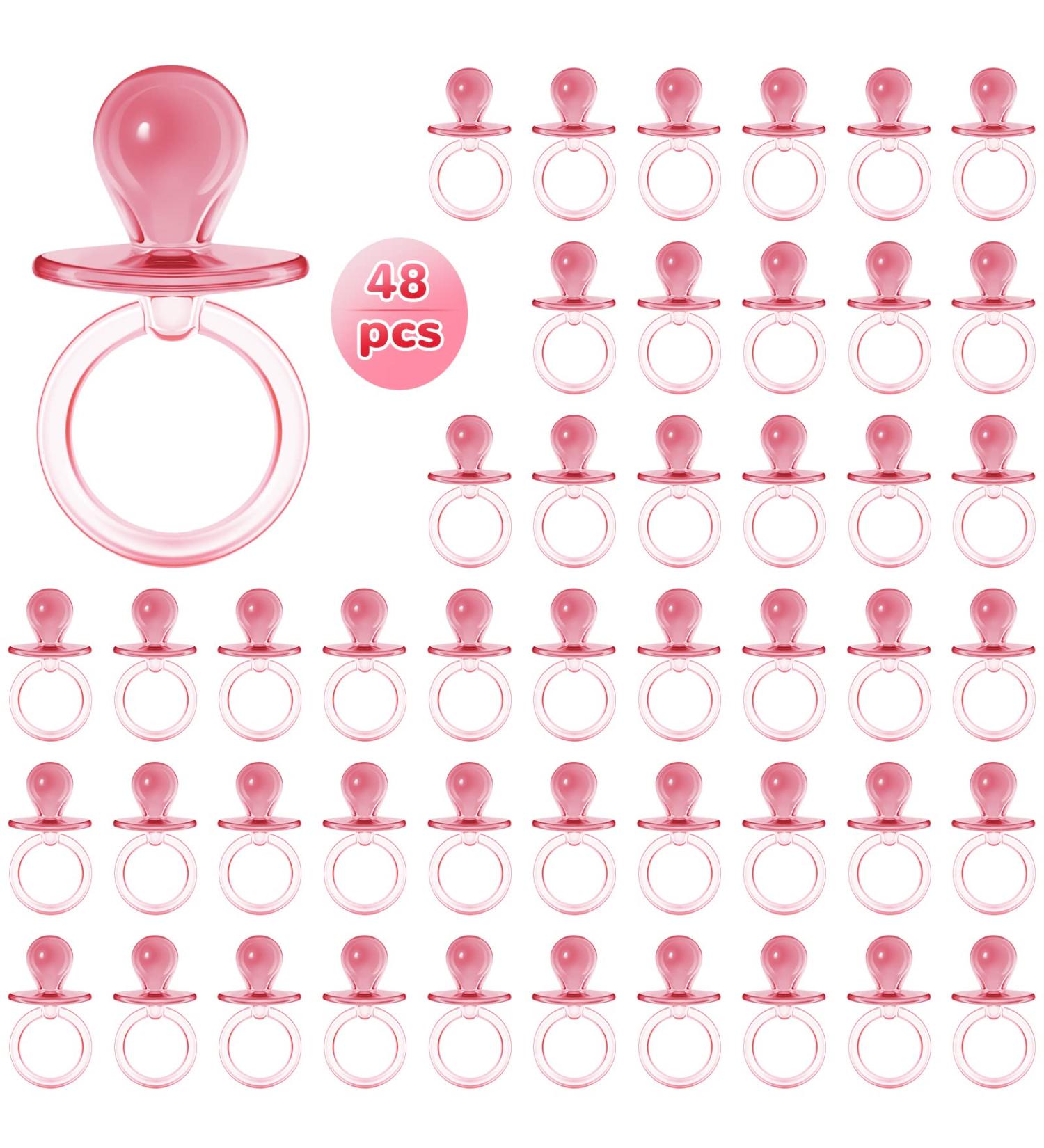 48 Pink 2.5-Inch Acrylic Baby Pacifiers for Baby Shower Favors and Gender Reveal Party Decorations - Buy Online on GoSupps.com