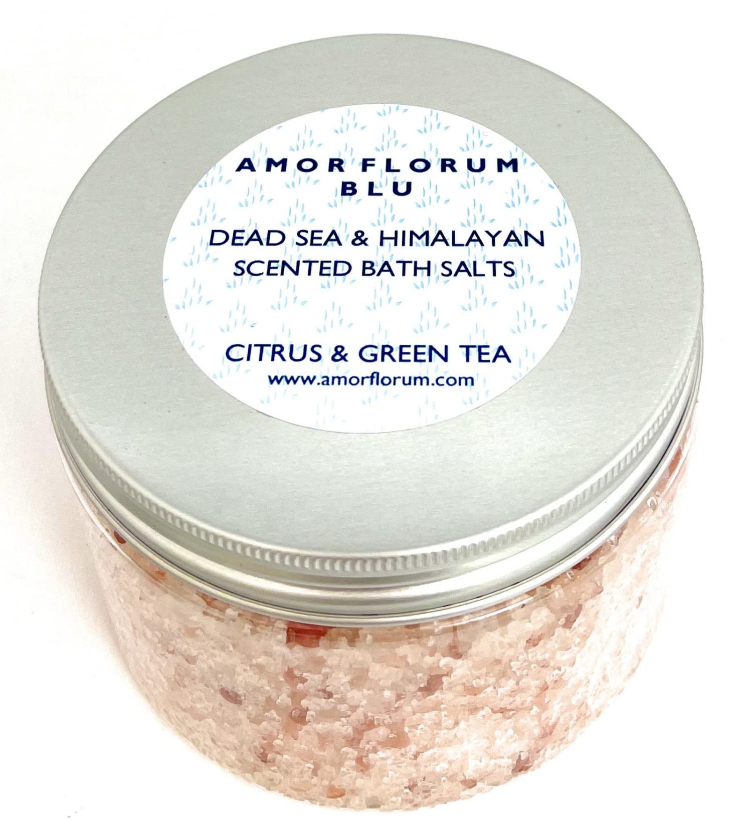Amor Florum Blu 100% Natural Bathing Salts | Detox Himalayan & Totes Sea Salt with Citrus & Green Tea | 400g for Relaxation - Buy Online on GoSupps.com