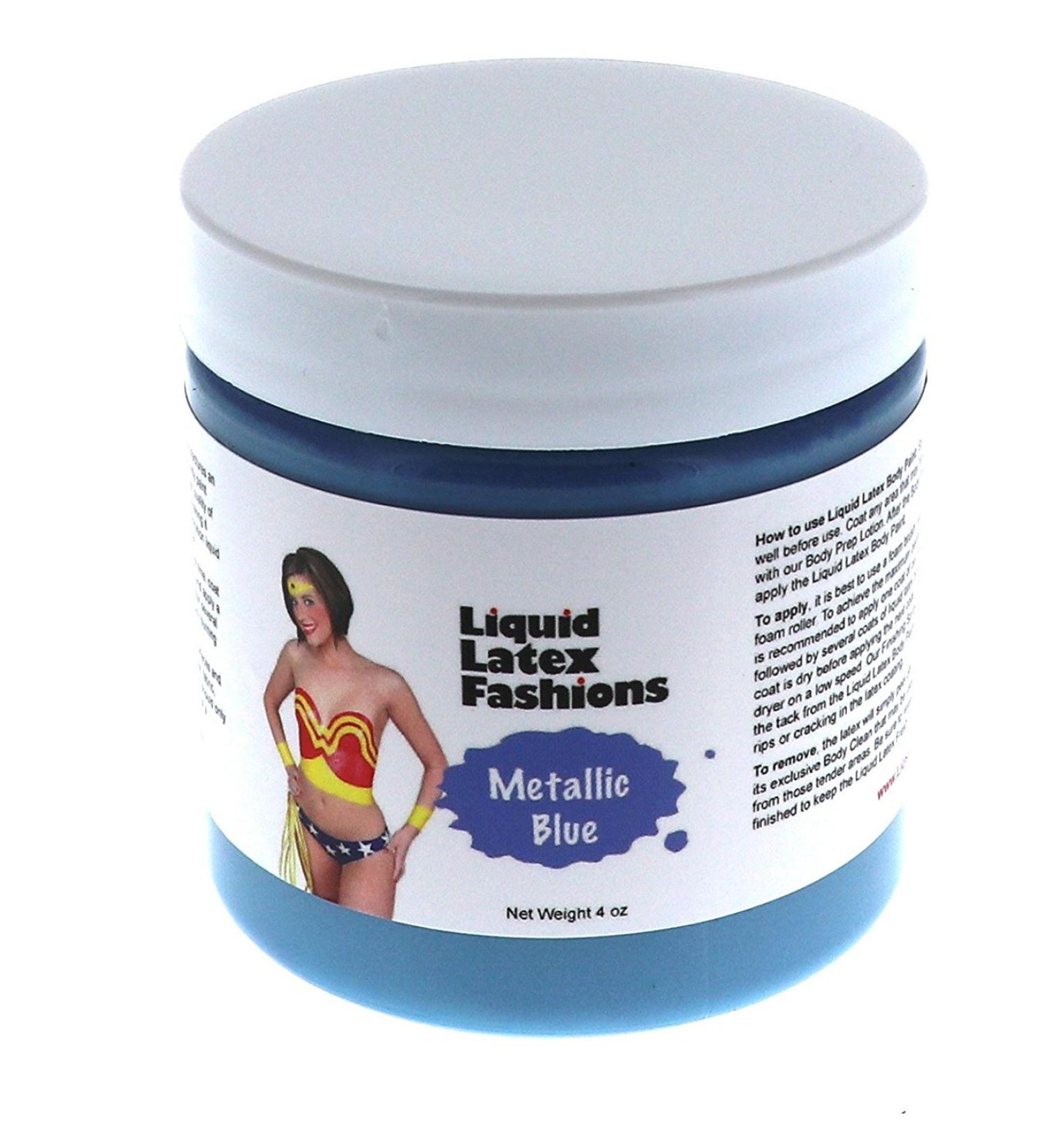 Liquid Latex Fashions Metallic Blue Liquid Latex Body Paints for Adults and Kids Creates Professional Monster Zombie Arts Easy On and Off- 4 Ounces