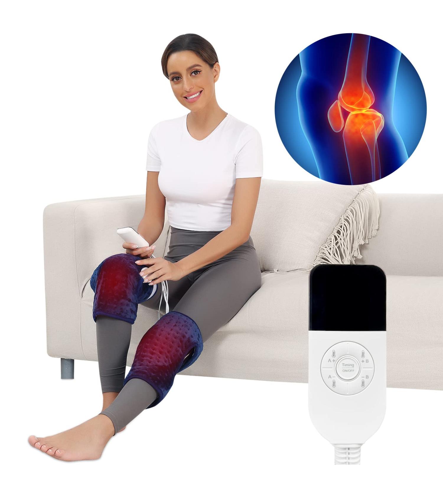 Heated Knee Heating Pad 2 Pcs - Adjustable Temp, Auto-Off, Fast Heating - Knee & Joint Pain Relief - Buy Online on GoSupps.com