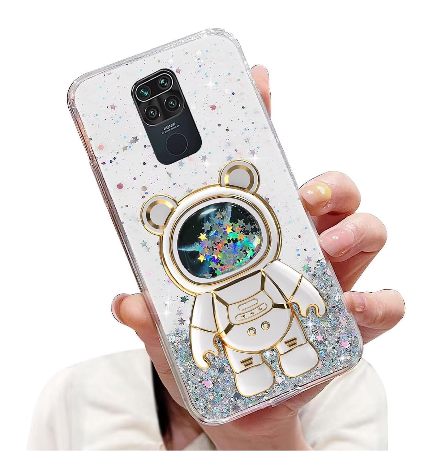 Tivenfezk Nadoli for Xiaomi Redmi Note 9 - Glitter Astronaut Soft Silicone Case | Transparent Bling Shell & Hidden Stand | Perfect Protection - Buy Online on GoSupps.com