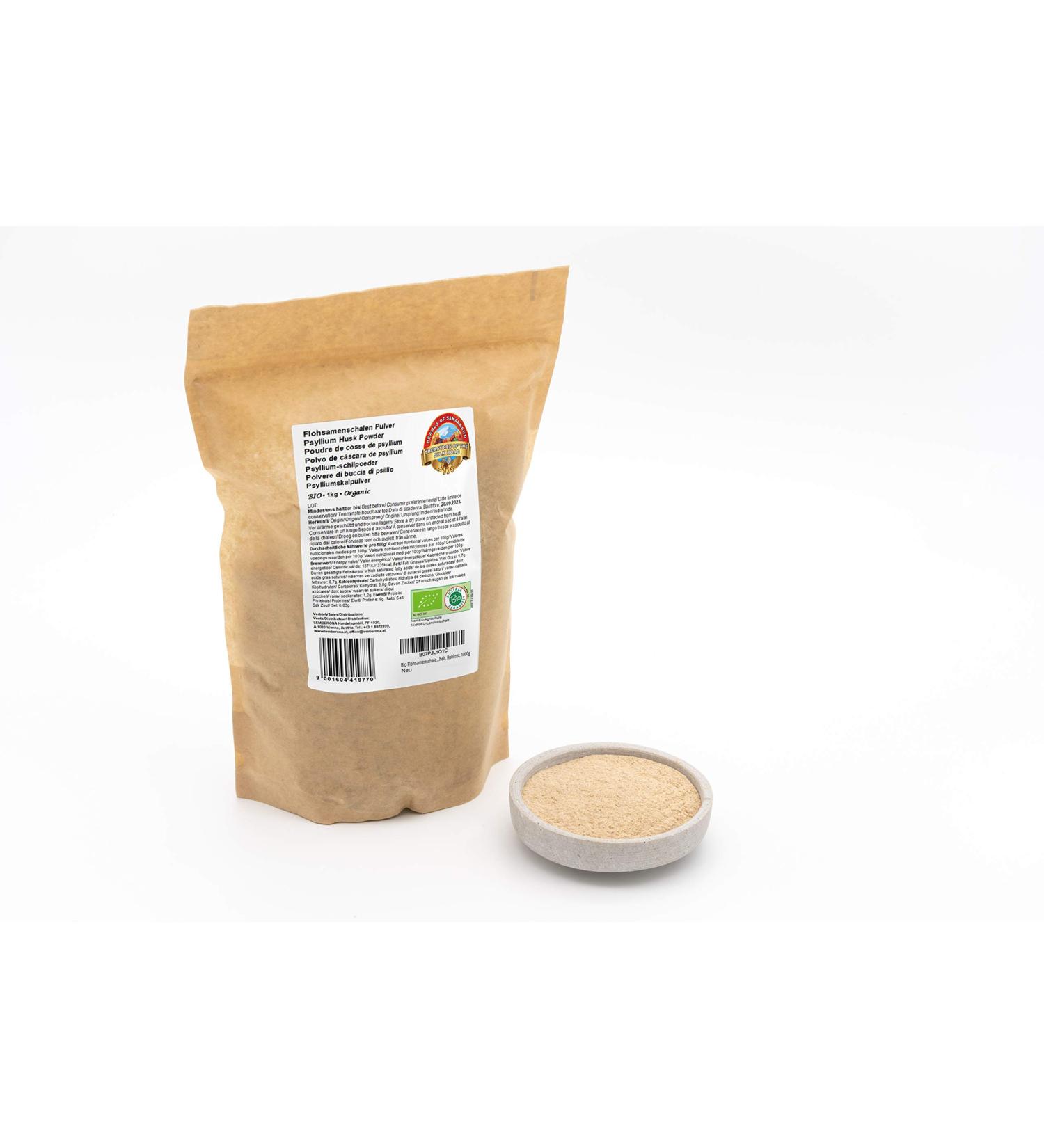 Organic Psyllium Husk Powder 1kg - 99%+ Purity, Vegan, No Additives, Raw-Food - Buy Online on GoSupps.com