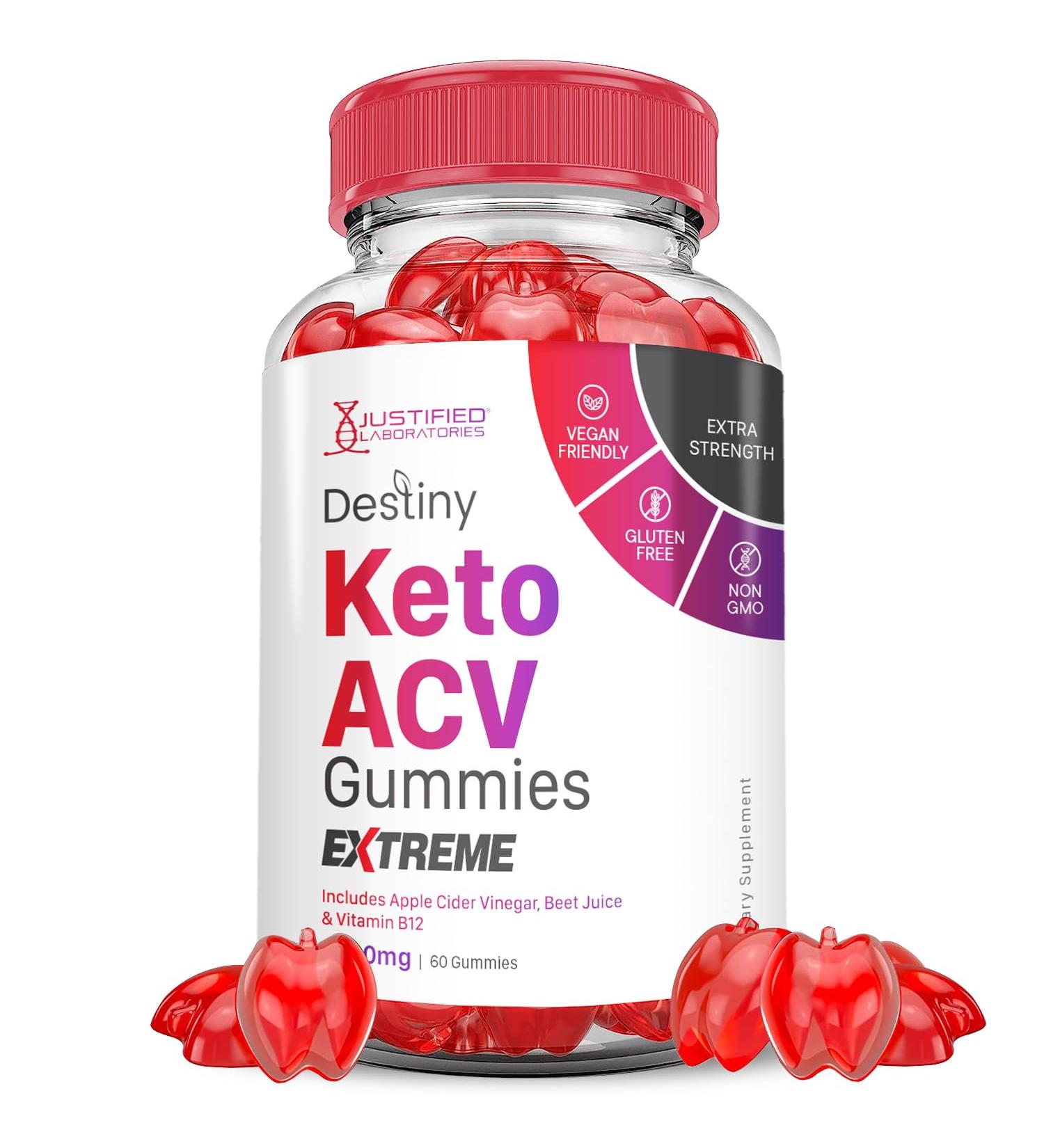 Buy Destiny Keto ACV Gummies 2000MG - Vegan Apple Cider Vinegar with Pomegranate & Beet Juice - Non-GMO - 60 Count - Buy Online on GoSupps.com