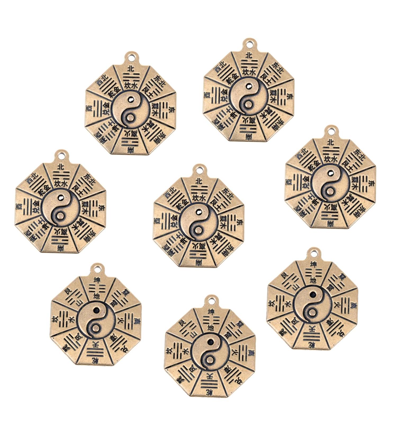 LALAFINA 8pcs Tai Chi Eight Diagrams Keychain Key Fob Bagua Diy Pendant Key Ring Pendants Brass Small Pendant - Buy Online on GoSupps.com